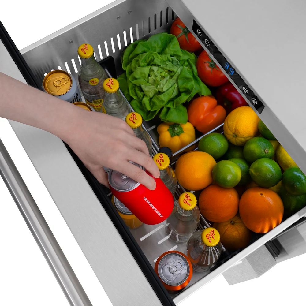 ZLINE 24 in. Touchstone 168 Can Outdoor-Rated Dual Refrigerator Drawer with Satin Stainless Steel Doors (RDSO-SN-24) - Image 15