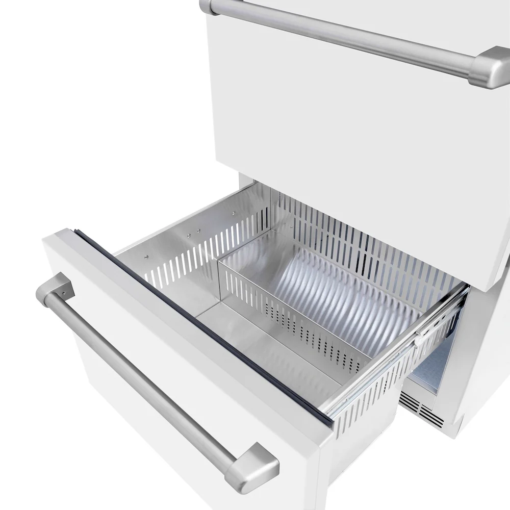 ZLINE 24 in. Touchstone 168 Can Outdoor-Rated Dual Refrigerator Drawer with White Matte Doors (RDSO-WM-24) - Image 10