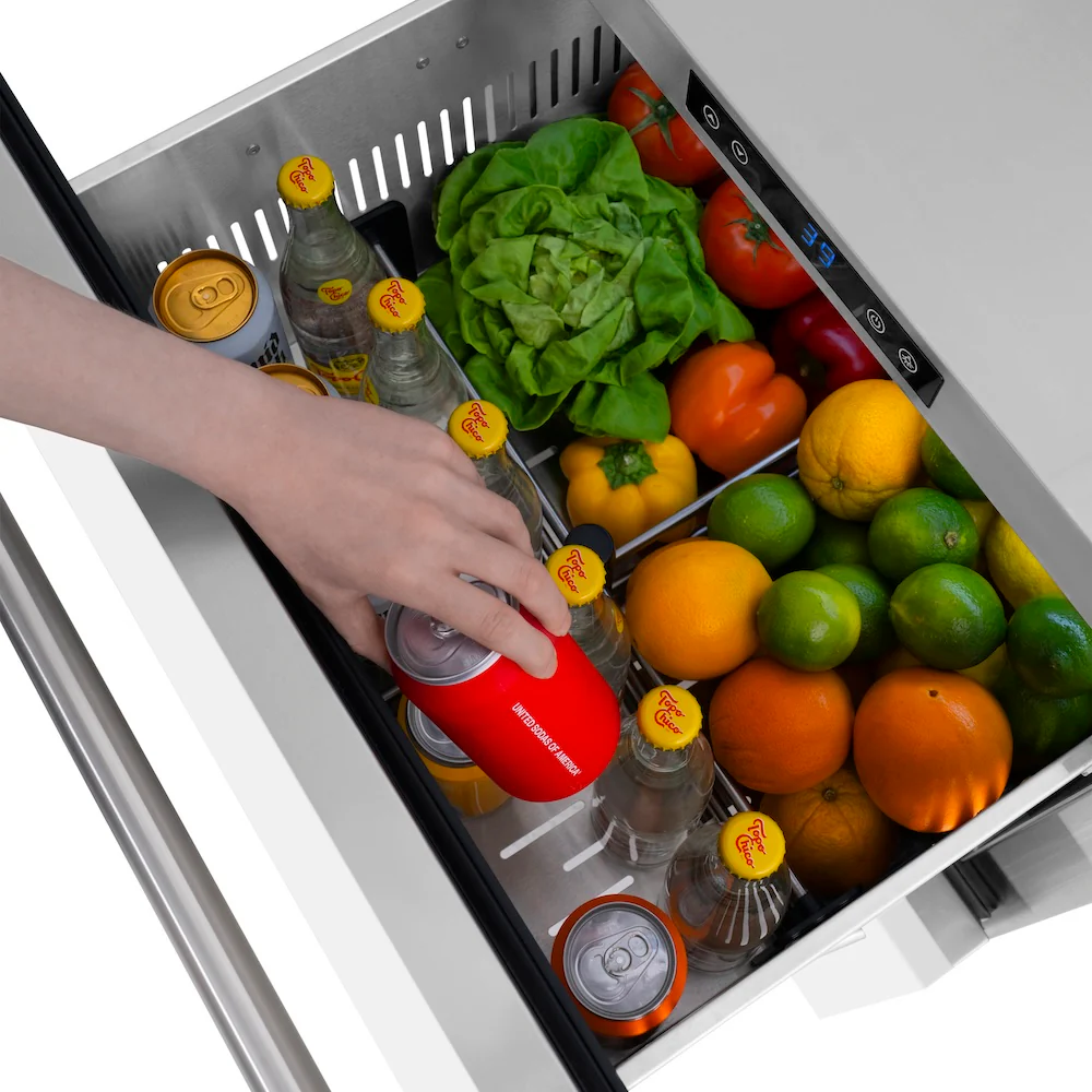 ZLINE 24 in. Touchstone 168 Can Outdoor-Rated Dual Refrigerator Drawer with White Matte Doors (RDSO-WM-24) - Image 13
