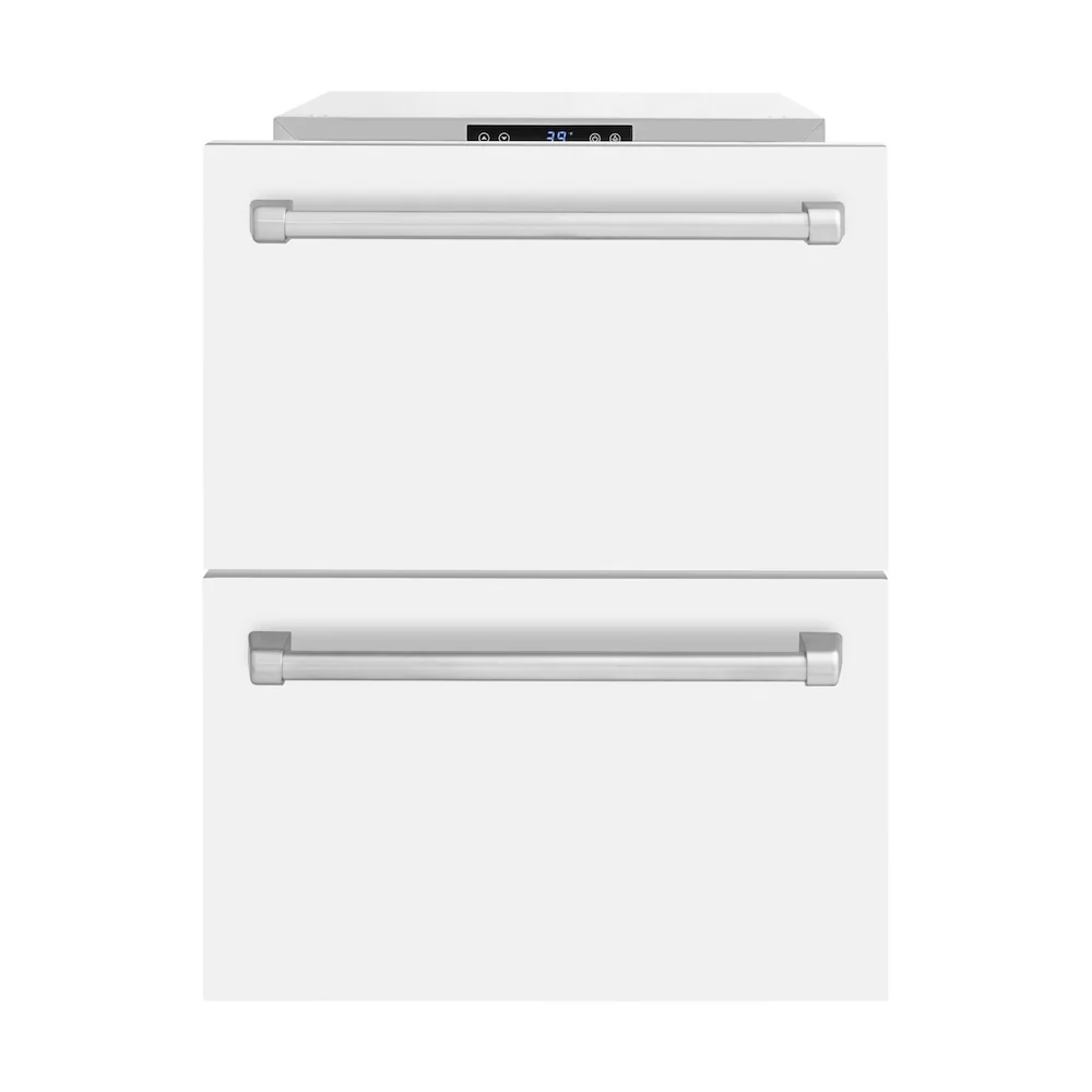 ZLINE 24 in. Touchstone 168 Can Outdoor-Rated Dual Refrigerator Drawer with White Matte Doors (RDSO-WM-24) - Image 4