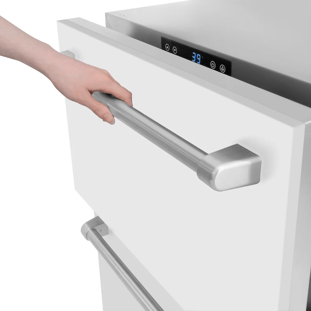 ZLINE 24 in. Touchstone 168 Can Outdoor-Rated Dual Refrigerator Drawer with White Matte Doors (RDSO-WM-24) - Image 9