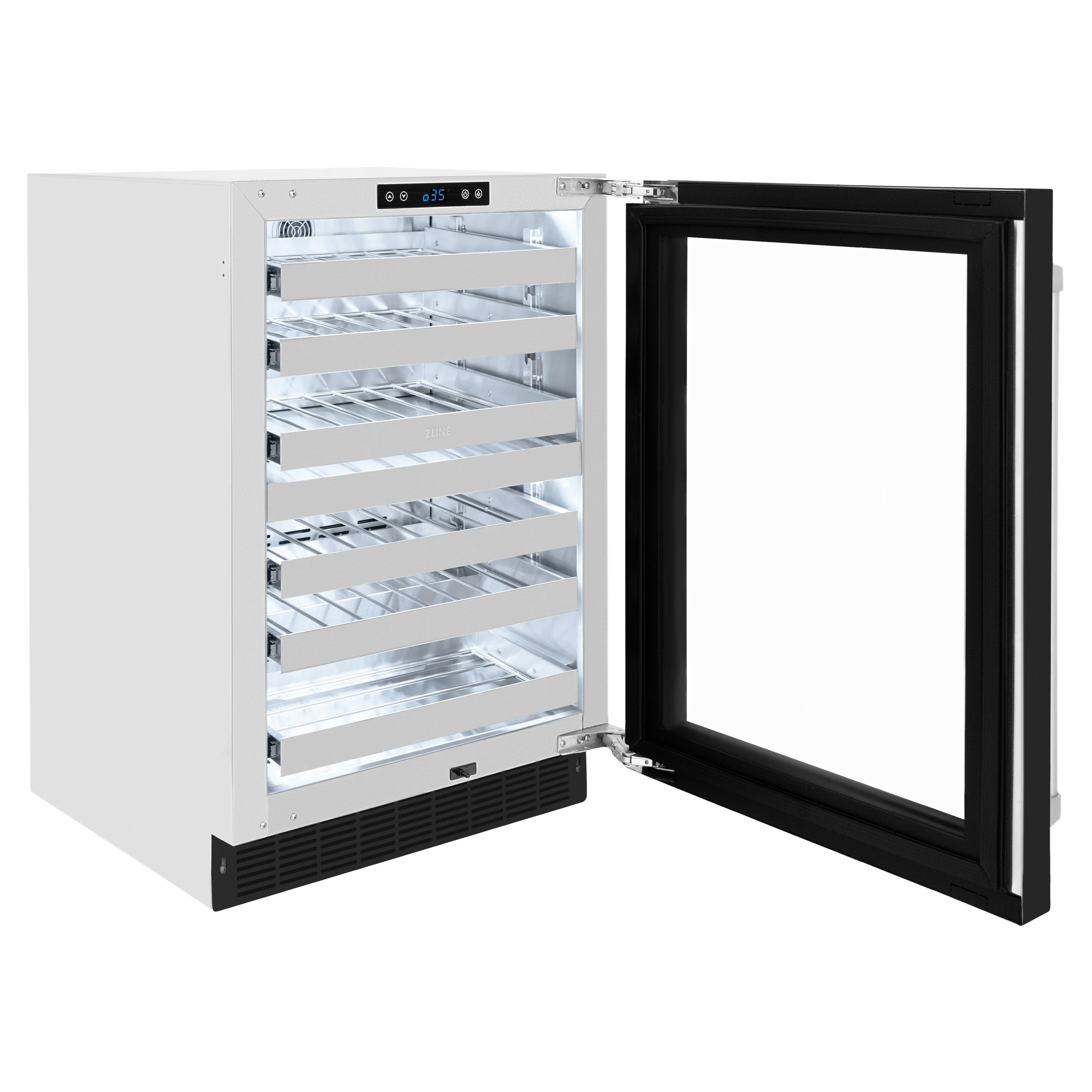 ZLINE 24 in. Touchstone Dual Zone 44 Bottle Wine Cooler With Black Matte Glass Door (RWDO-BLM-24) - Image 4
