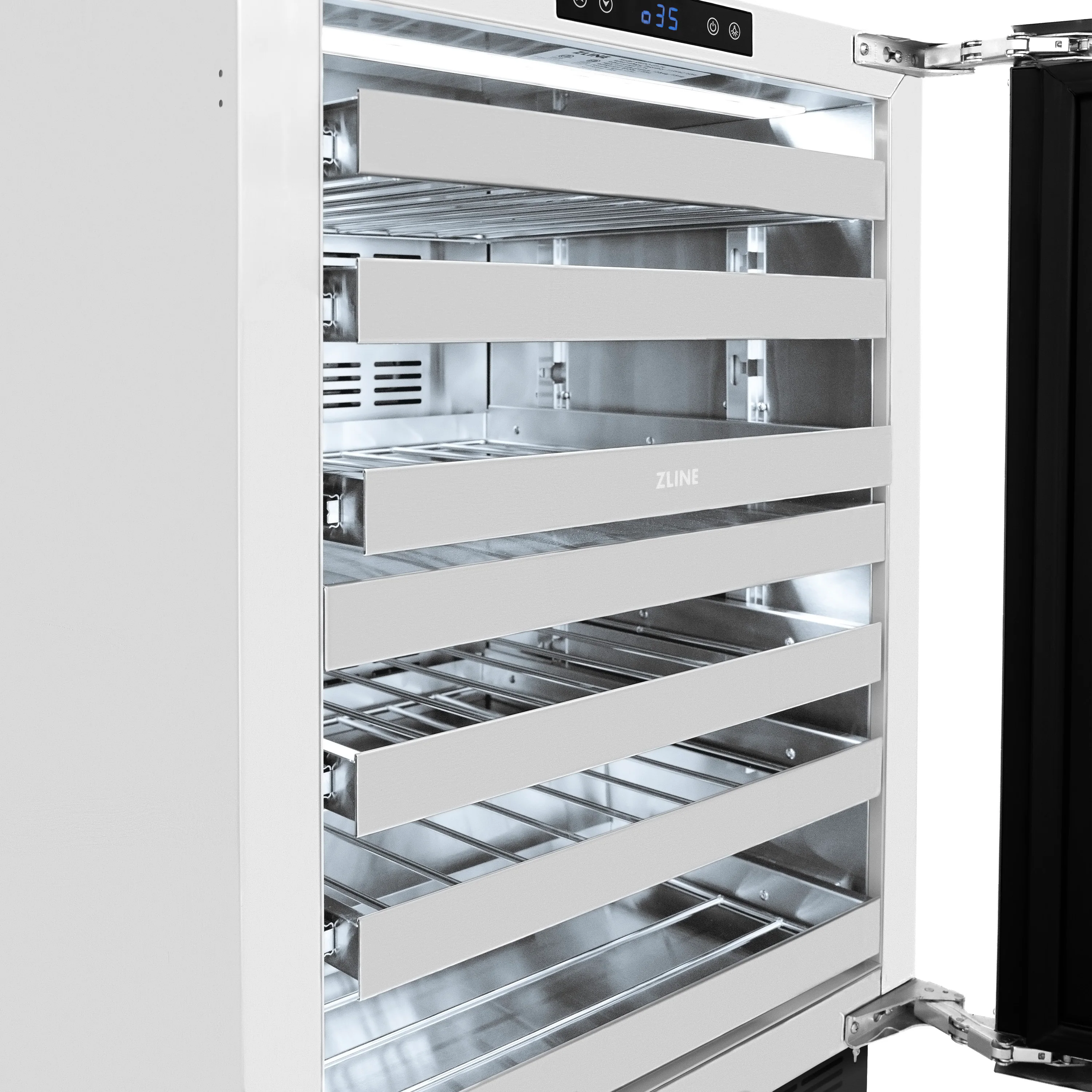 ZLINE 24 in. Touchstone Dual Zone 44 Bottle Wine Cooler With Black Stainless Steel Glass Door (RWDO-BS-24) - Image 8