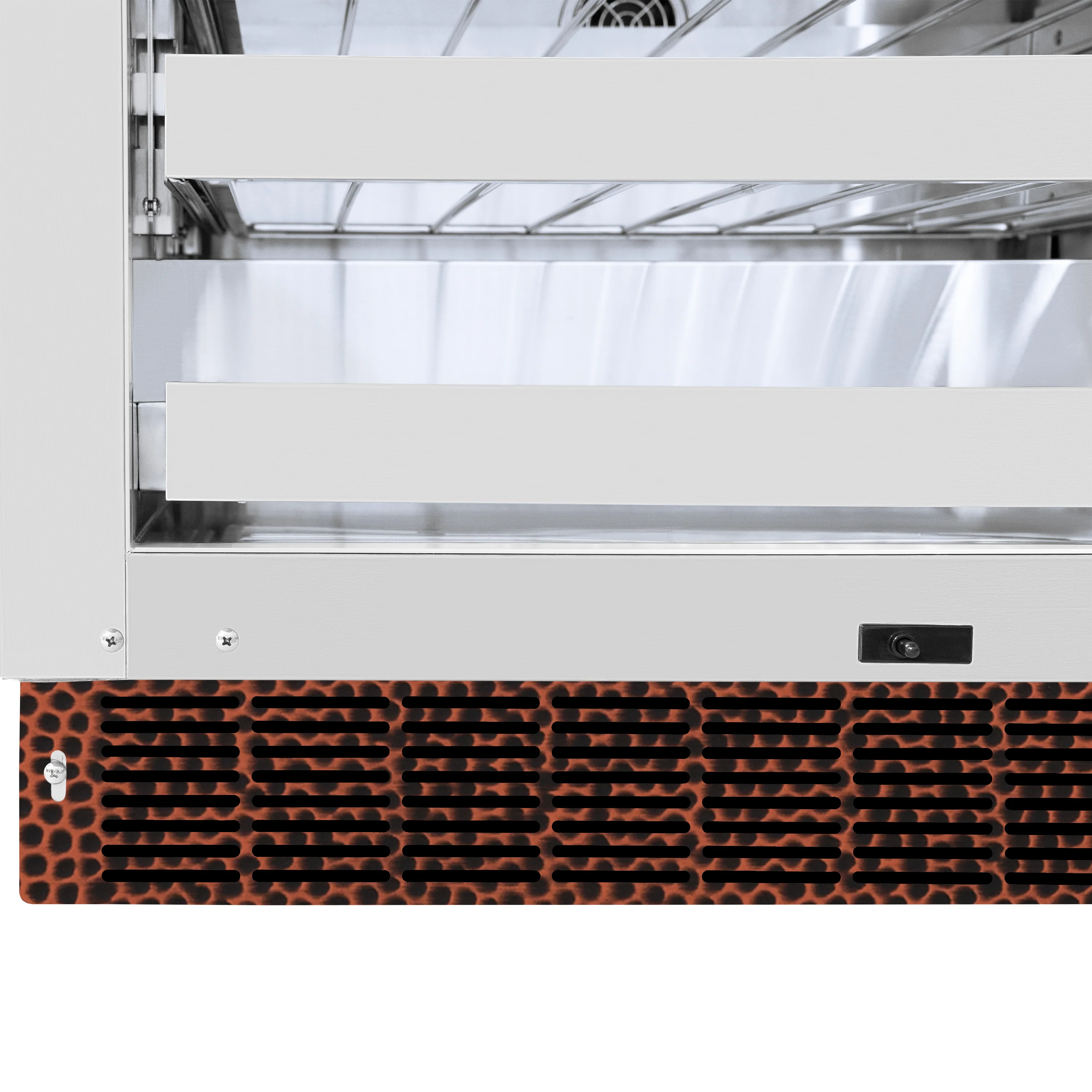ZLINE 24 in. Touchstone Dual Zone 44 Bottle Wine Cooler with Hand Hammered Copper Glass Door (RWDO-HH-24) - Image 11