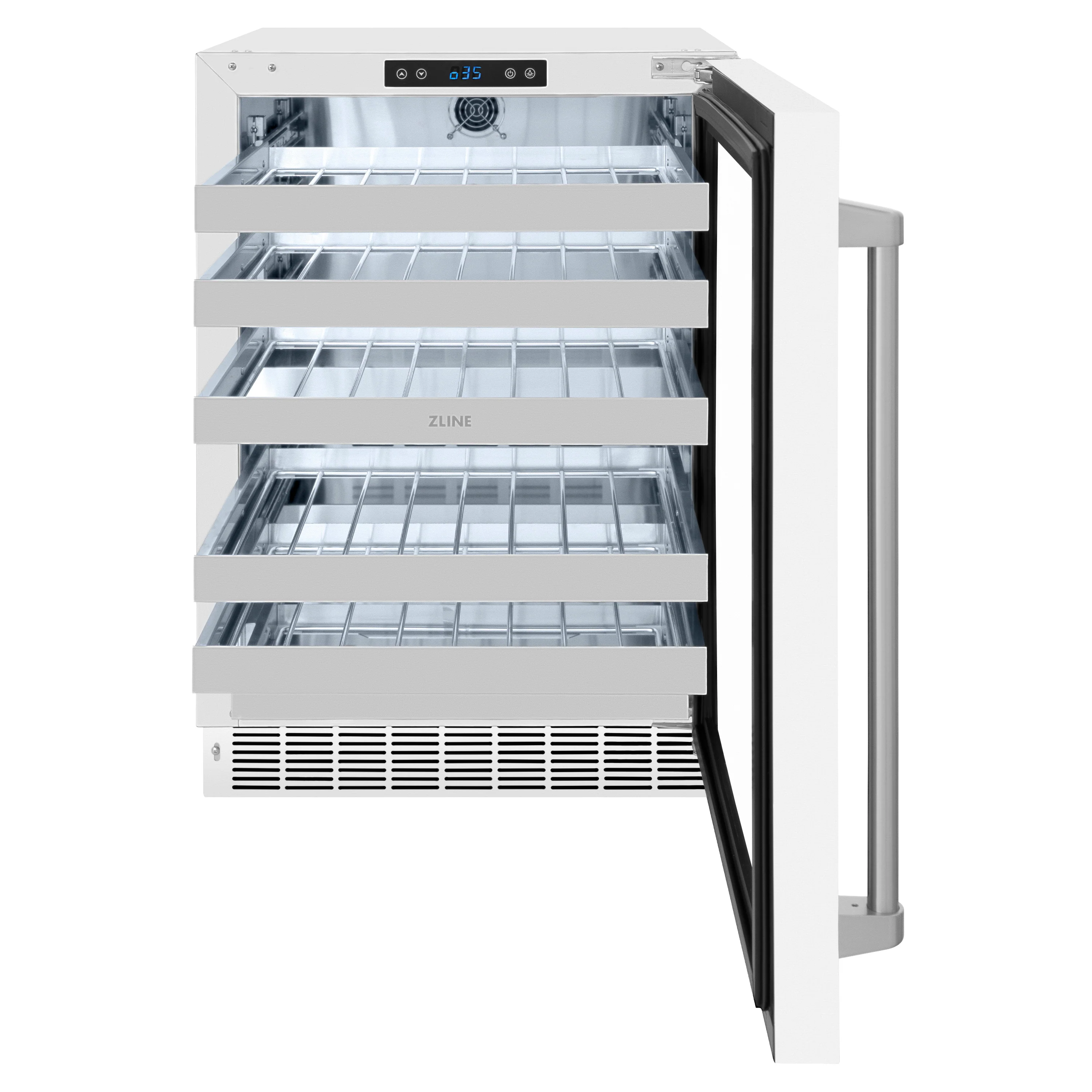 ZLINE 24 in. Touchstone Dual Zone 44 Bottle Wine Cooler With White Matte Glass Door (RWDO-WM-24) - Image 3