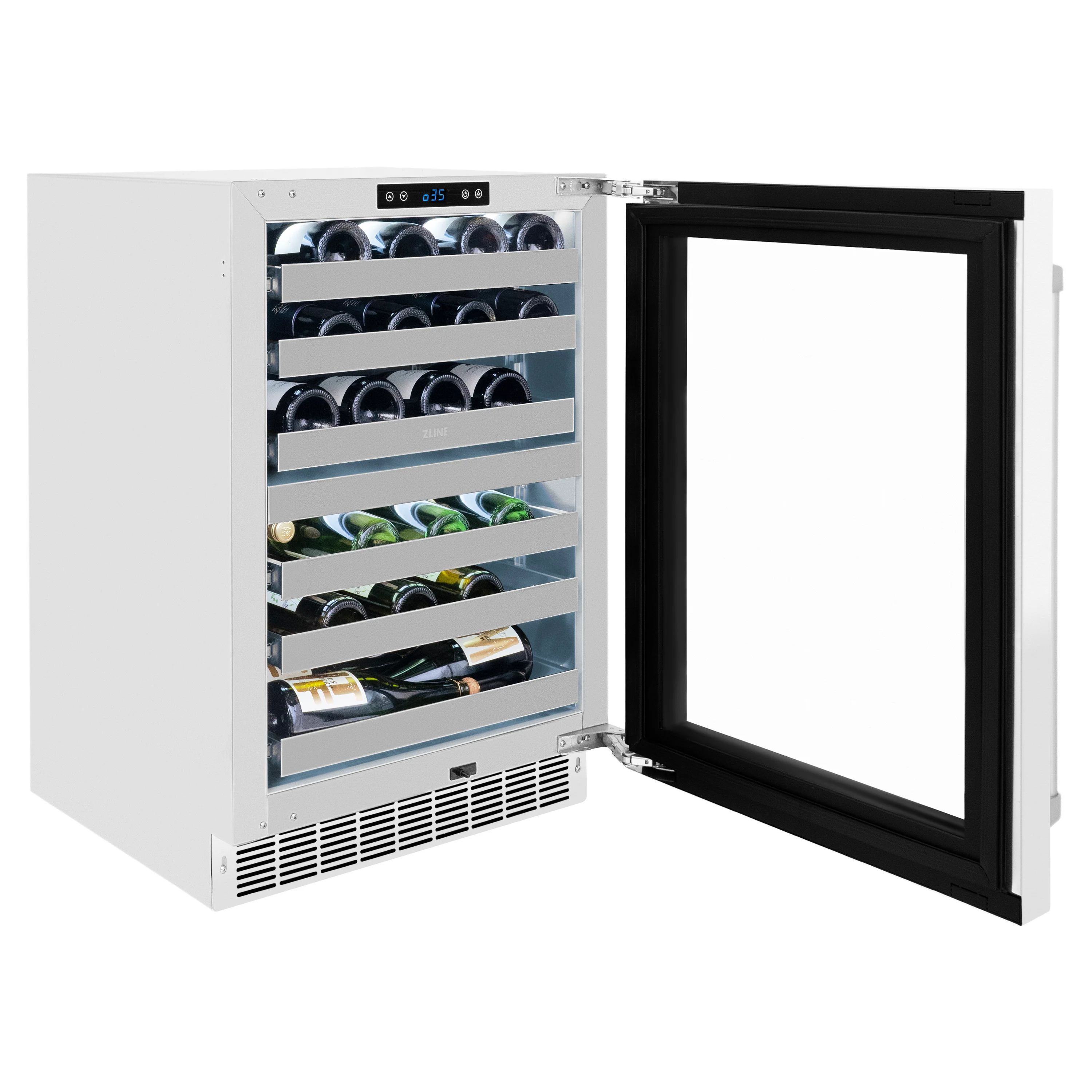 ZLINE 24 in. Touchstone Dual Zone 44 Bottle Wine Cooler With White Matte Glass Door (RWDO-WM-24) - Image 7