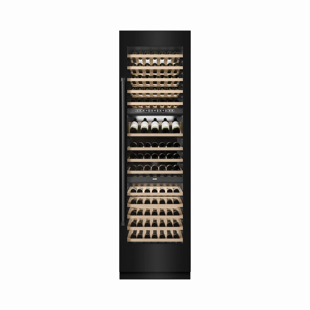 ZLINE 24 in. 12.4 cu. ft. Triple Zone 100 Bottle Column Wine Cooler in Black Stainless Steel (RCWV-BS-24) - Image 2