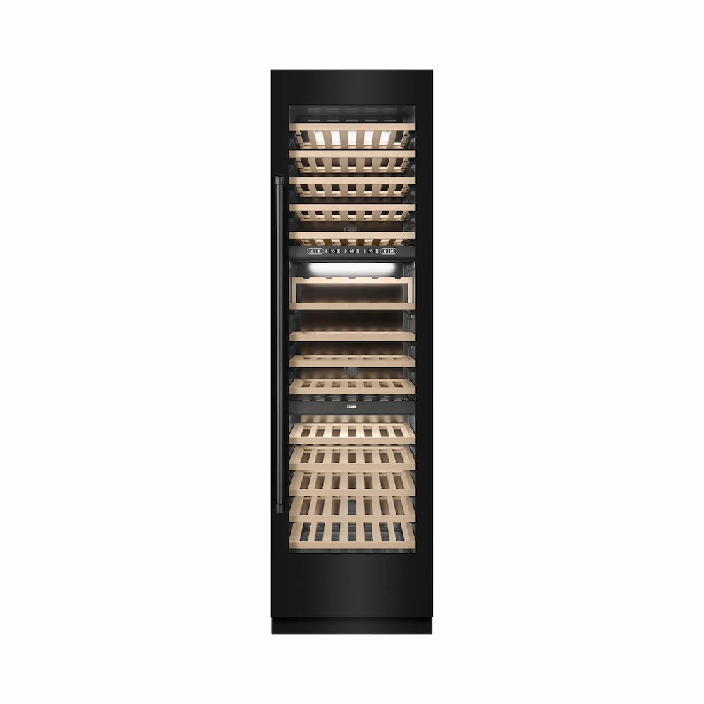 ZLINE 24 in. 12.4 cu. ft. Triple Zone 100 Bottle Column Wine Cooler in Black Stainless Steel (RCWV-BS-24) - Image 4