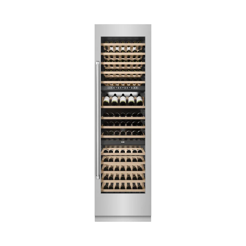 ZLINE 24 in. 12.4 cu. ft. Triple Zone 100 Bottle Column Wine Cooler in Stainless Steel (RCWV-304-24) - Image 2