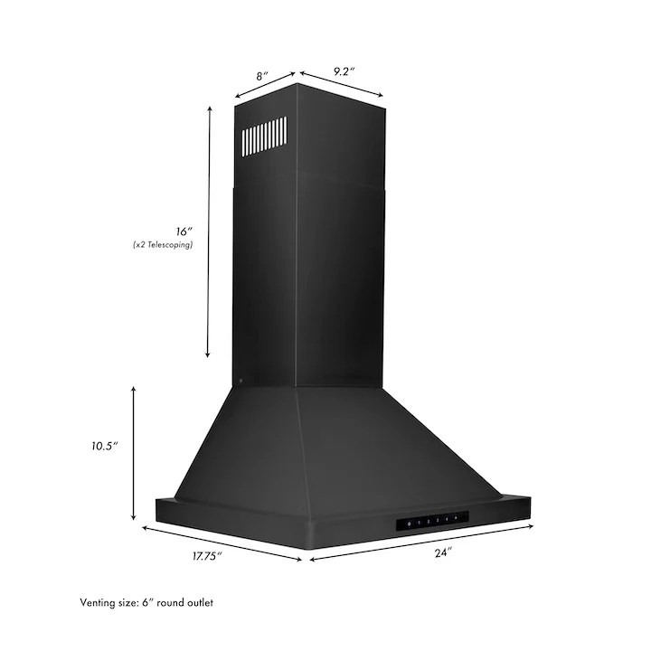 ZLINE 24" Convertible Vent Wall Mount Range Hood in Black Stainless Steel (BSKBN-24) - Image 15
