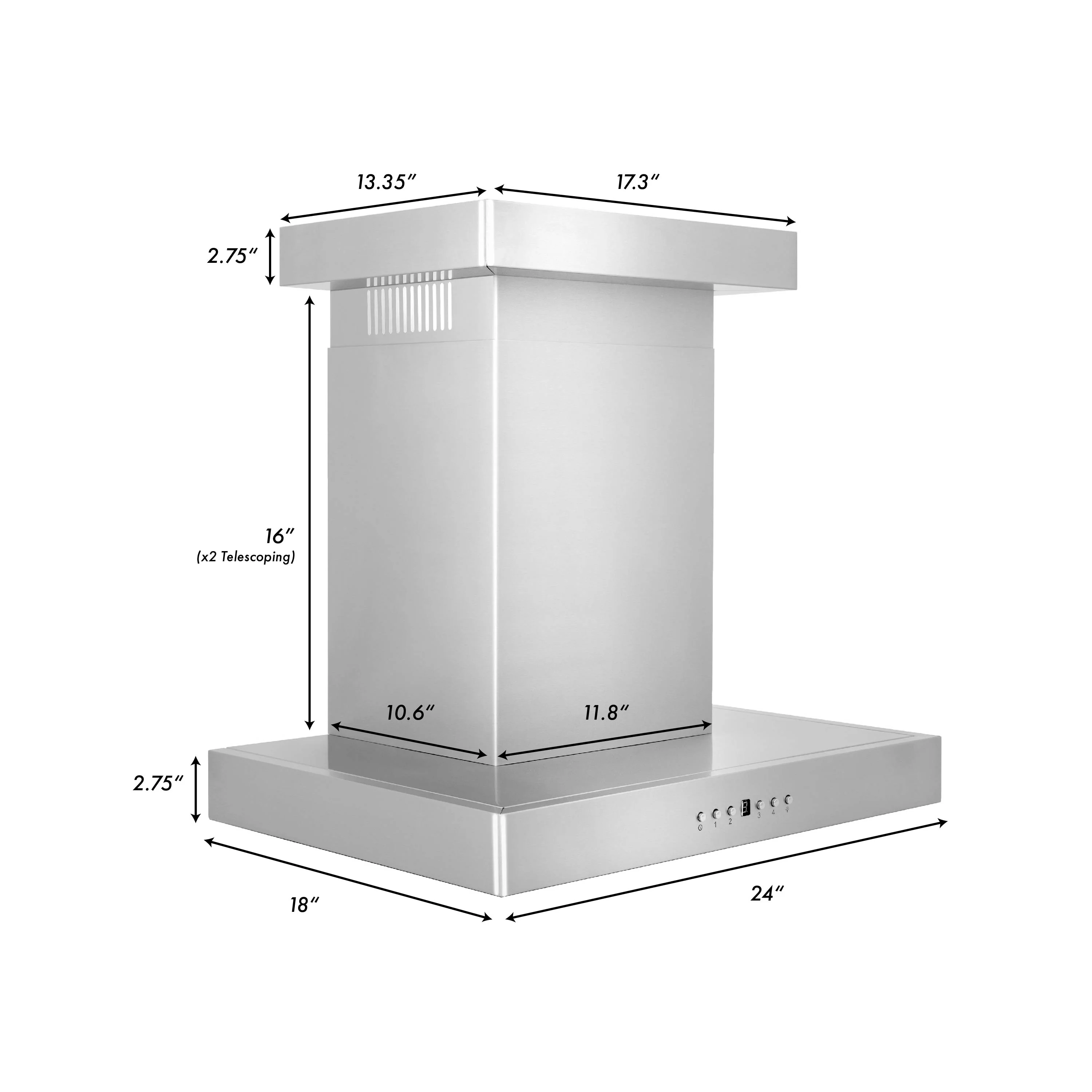 ZLINE 24" Convertible Vent Wall Mount Range Hood in Stainless Steel with Crown Molding (KECRN-24) - Image 10