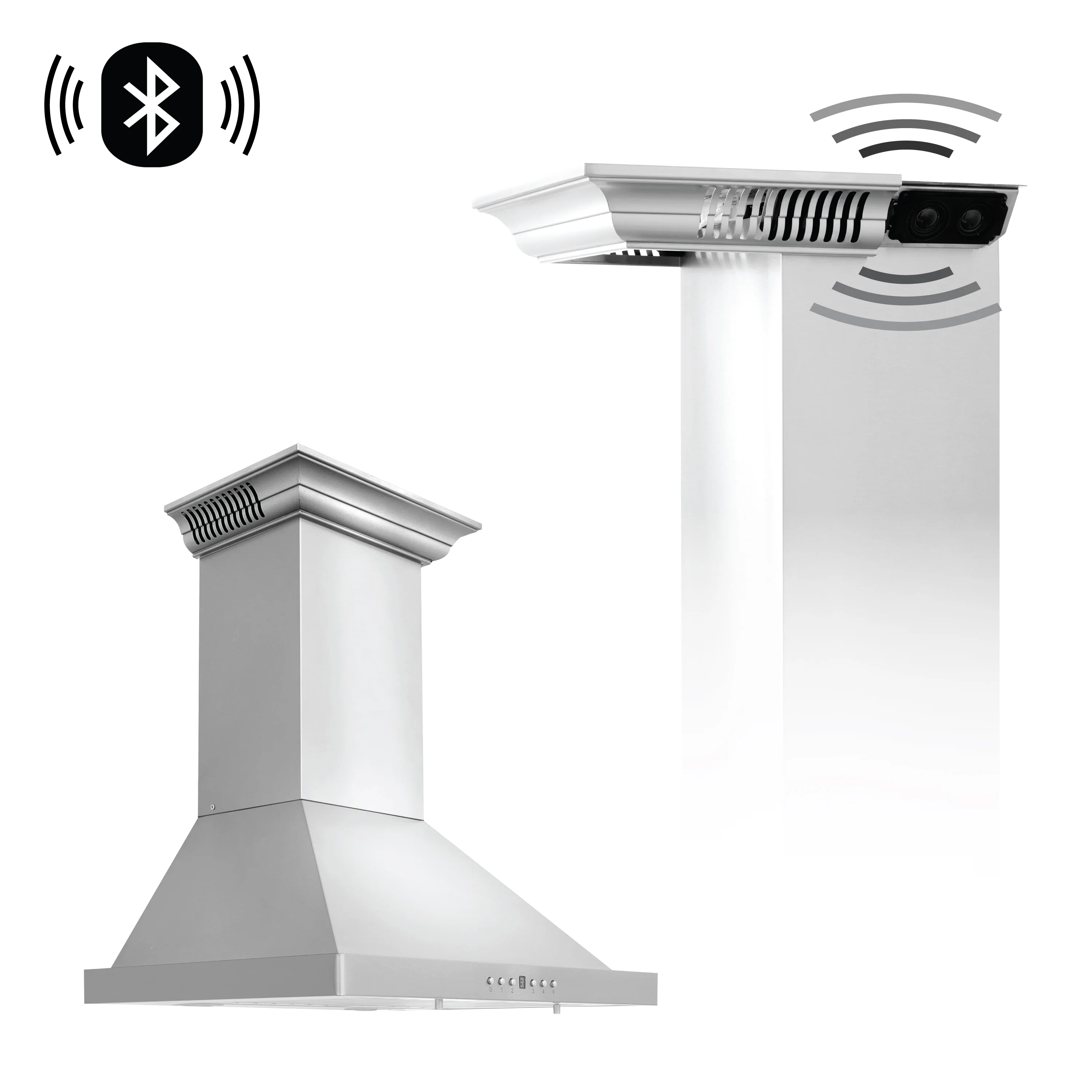 24" ZLINE CrownSound™Ducted Vent Wall Mount Range Hood in Stainless Steel with Built-in Bluetooth Speakers (KBCRN-BT-24) - Image 3