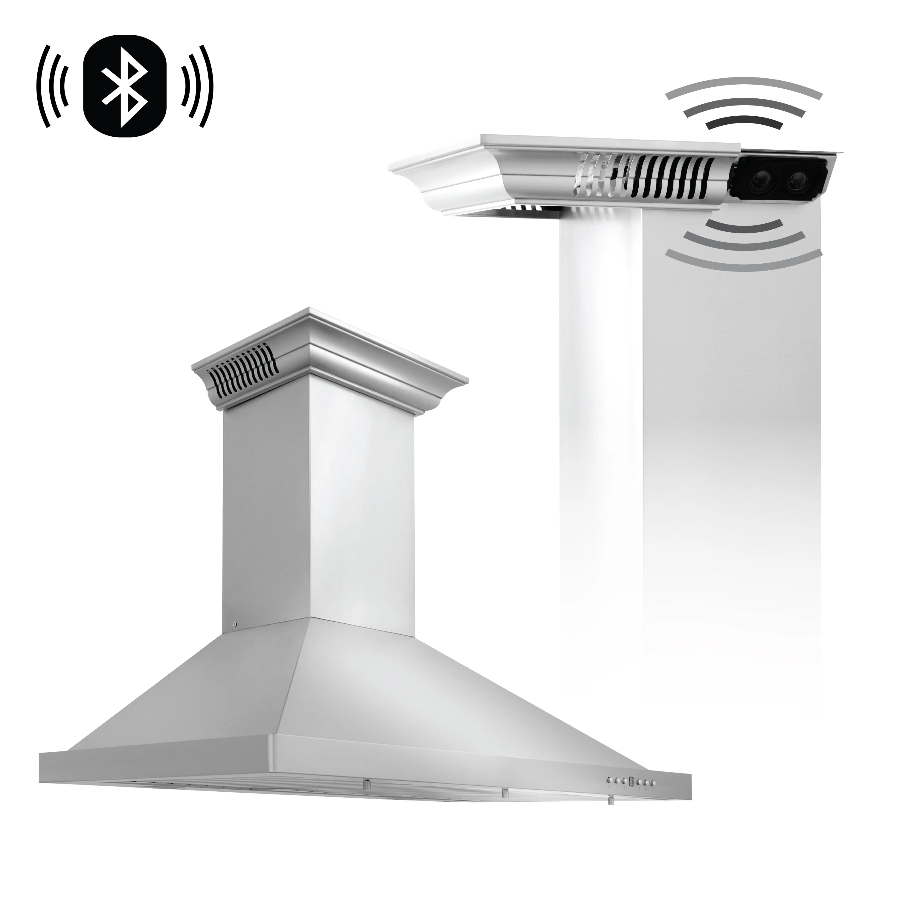 24" ZLINE CrownSound™Ducted Vent Wall Mount Range Hood in Stainless Steel with Built-in Bluetooth Speakers (KBCRN-BT-24) - Image 7