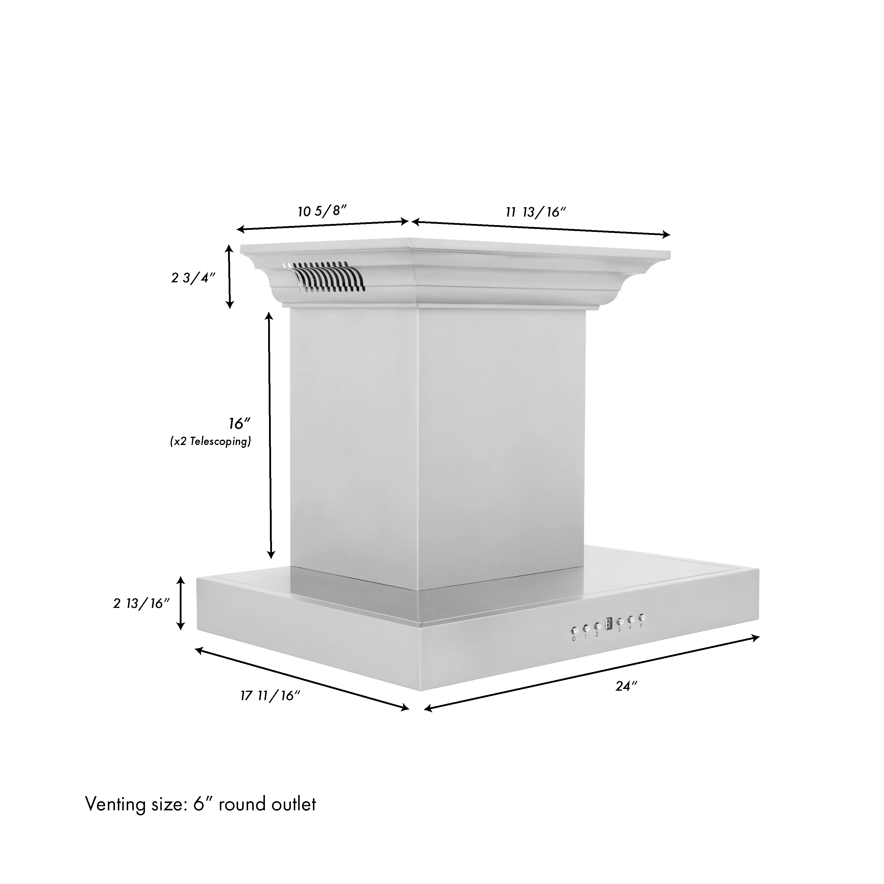 24" ZLINE CrownSound™Ducted Vent Wall Mount Range Hood in Stainless Steel with Built-in Bluetooth Speakers (KECRN-BT-24) - Image 13