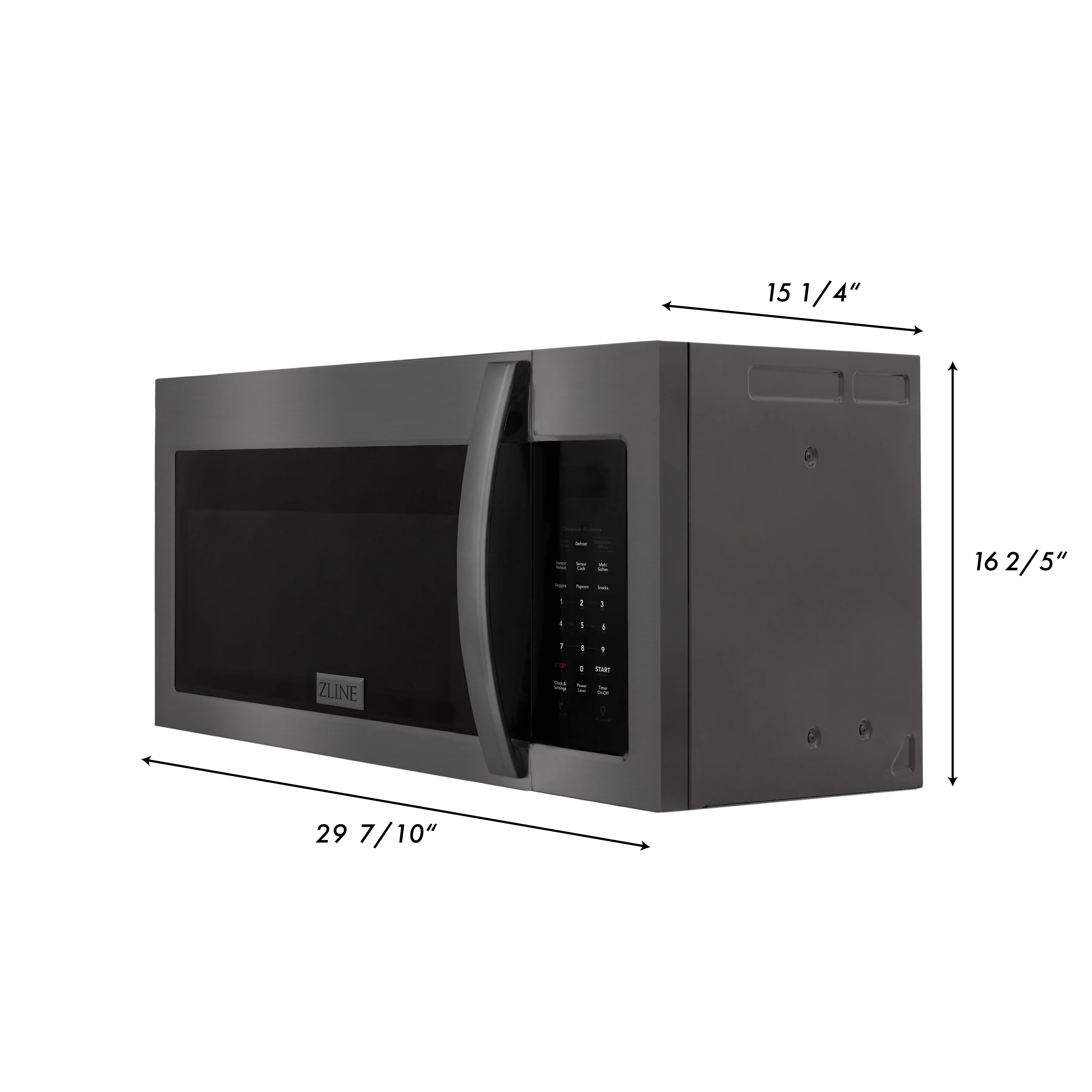 ZLINE 30" 1.5 cu. ft. Over the Range Microwave in Black Stainless Steel with Modern Handle and Set of 2 Charcoal Filters (MWO-OTRCF-30-BS) - Image 9