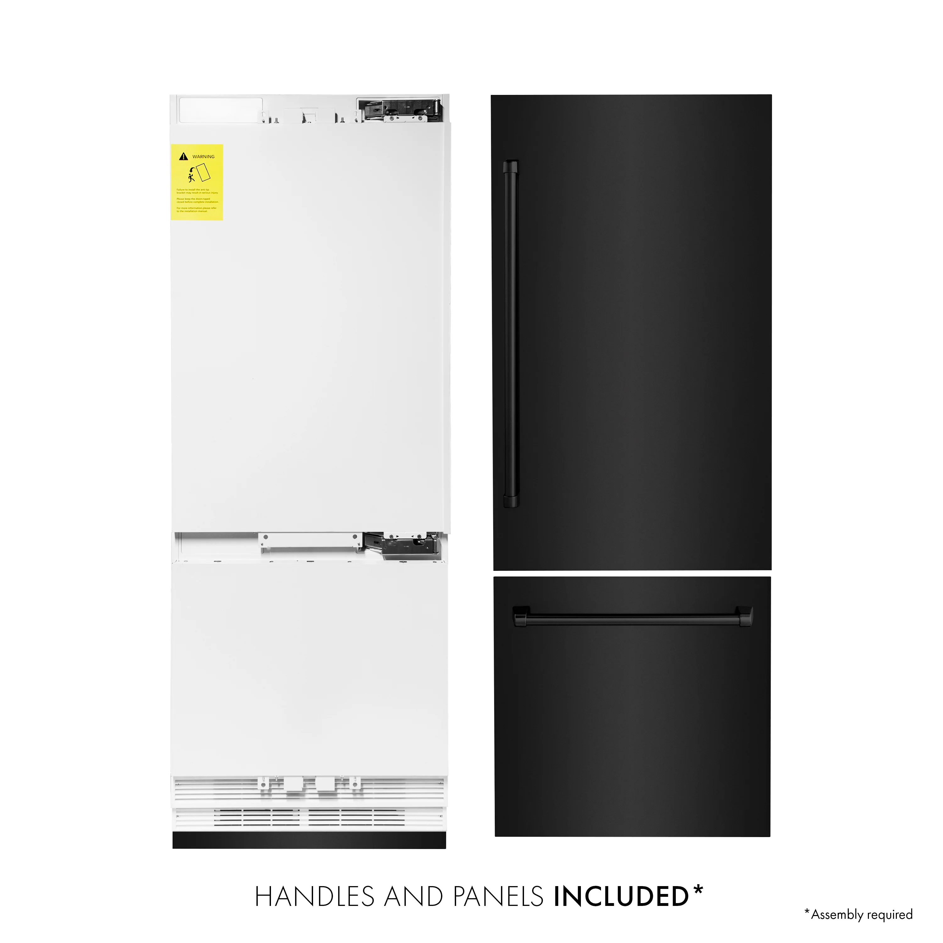 ZLINE 30" 16.1 cu. ft. Built-In 2-Door Bottom Freezer Refrigerator with Internal Water and Ice Dispenser in Black Stainless Steel (RBIV-BS-30) - Image 3