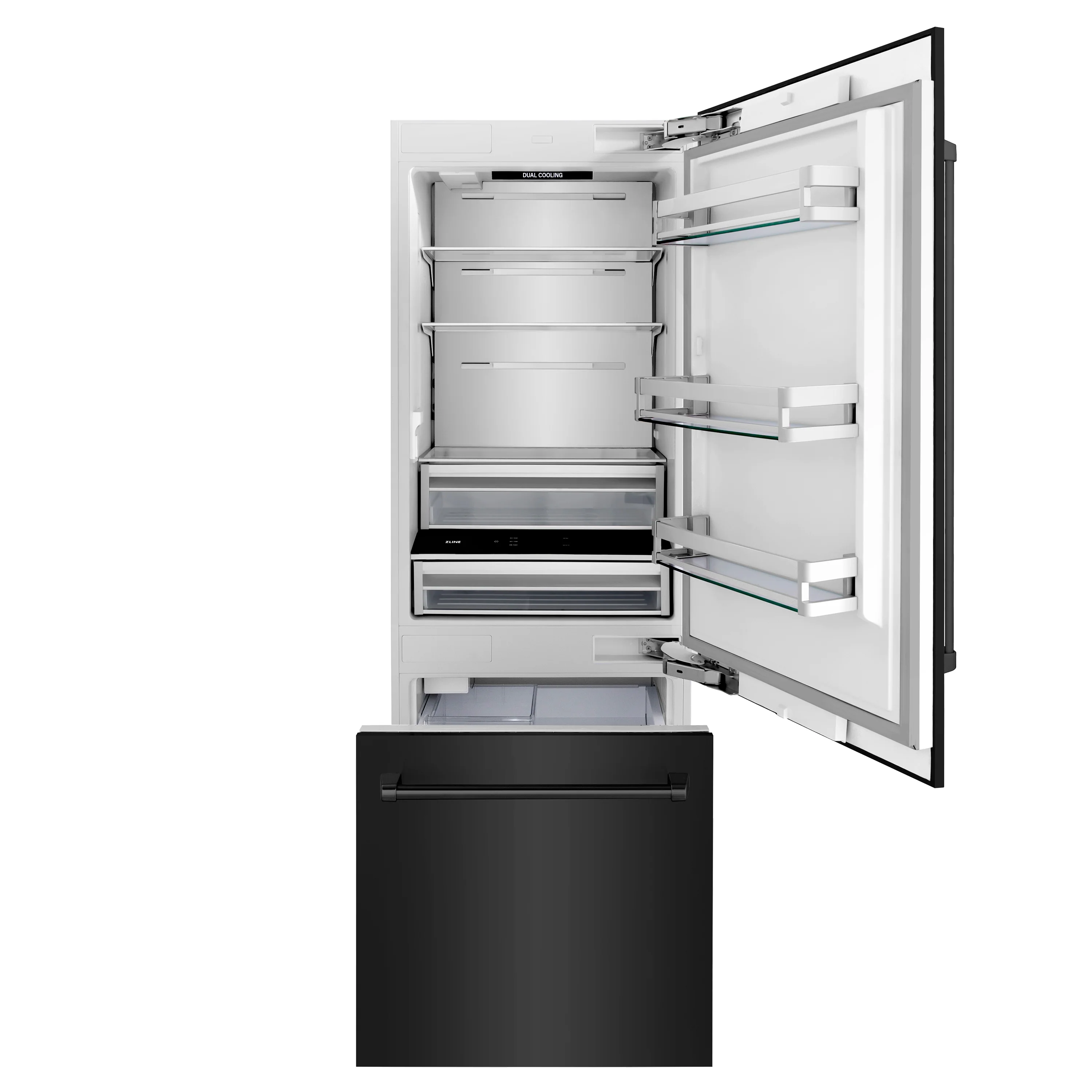 ZLINE 30" 16.1 cu. ft. Built-In 2-Door Bottom Freezer Refrigerator with Internal Water and Ice Dispenser in Black Stainless Steel (RBIV-BS-30) - Image 7