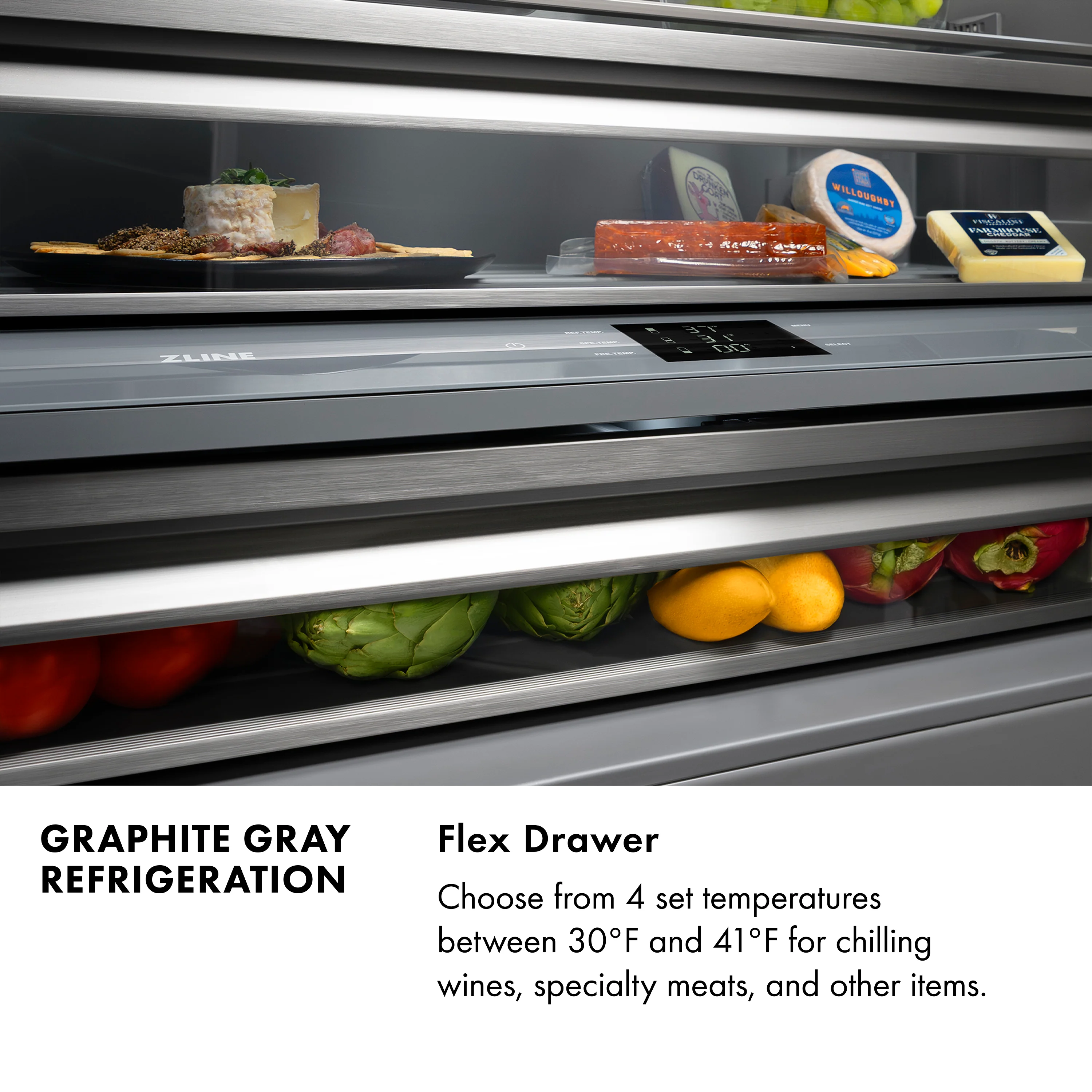 ZLINE 30 in. 16.1 cu. ft. Panel Ready Built-In Bottom Freezer Refrigerator with Water Dispenser and Ice Maker with Graphite Gray Interior (GRBIV-30) - Image 18