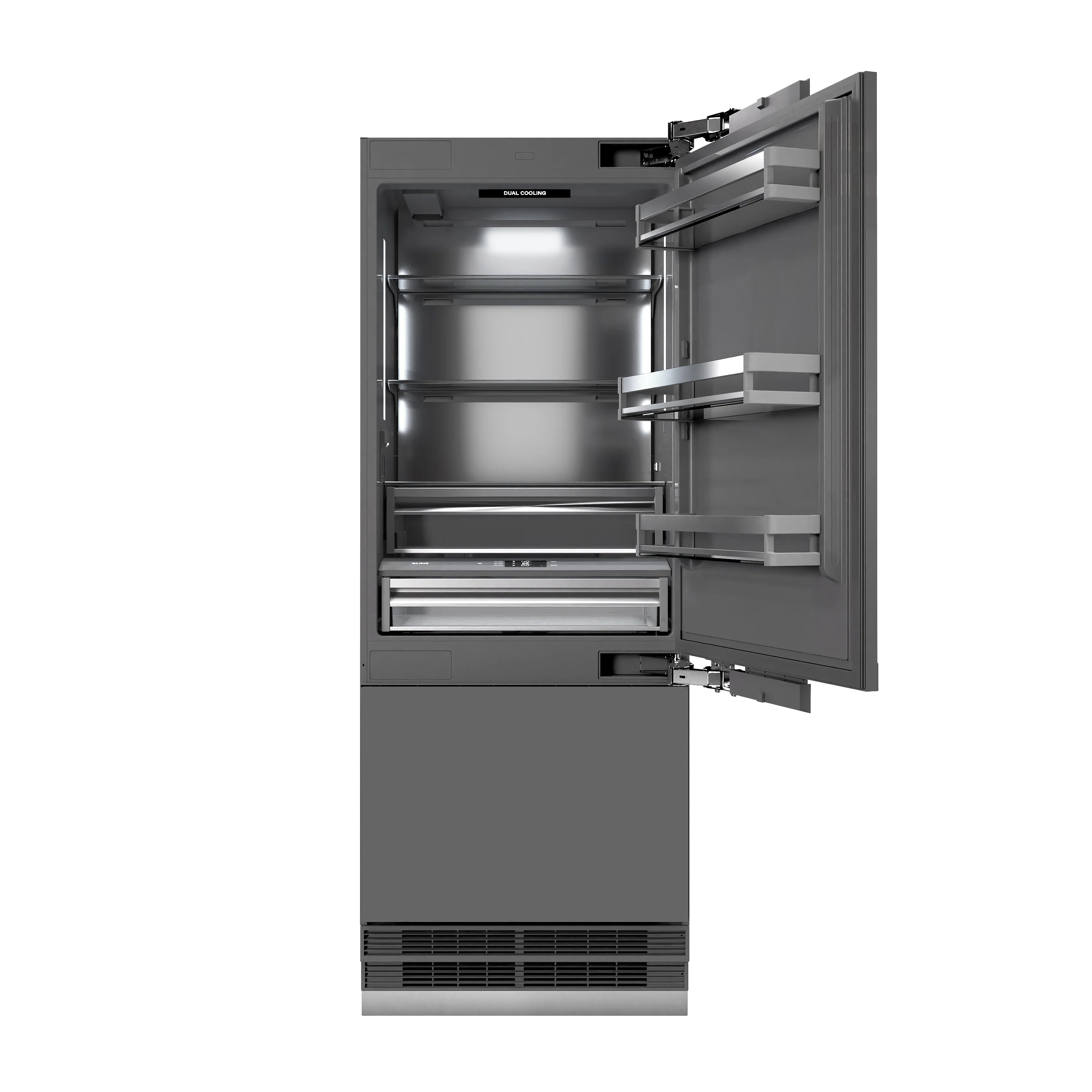 ZLINE 30 in. 16.1 cu. ft. Panel Ready Built-In Bottom Freezer Refrigerator with Water Dispenser and Ice Maker with Graphite Gray Interior (GRBIV-30) - Image 7