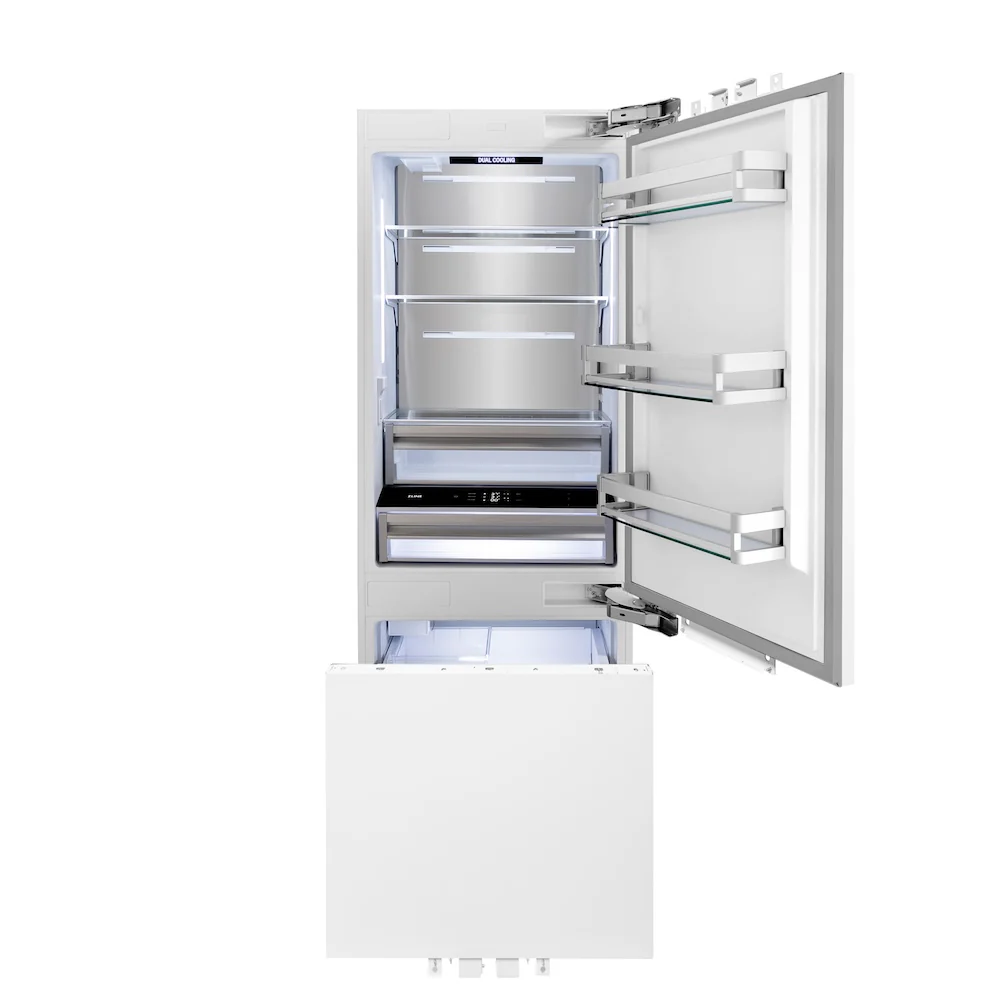 ZLINE 30 in. 16.1 cu. ft. Panel Ready Built-In Bottom Freezer Refrigerator with Water Dispenser and Ice Maker (RBIV-30) - Image 4
