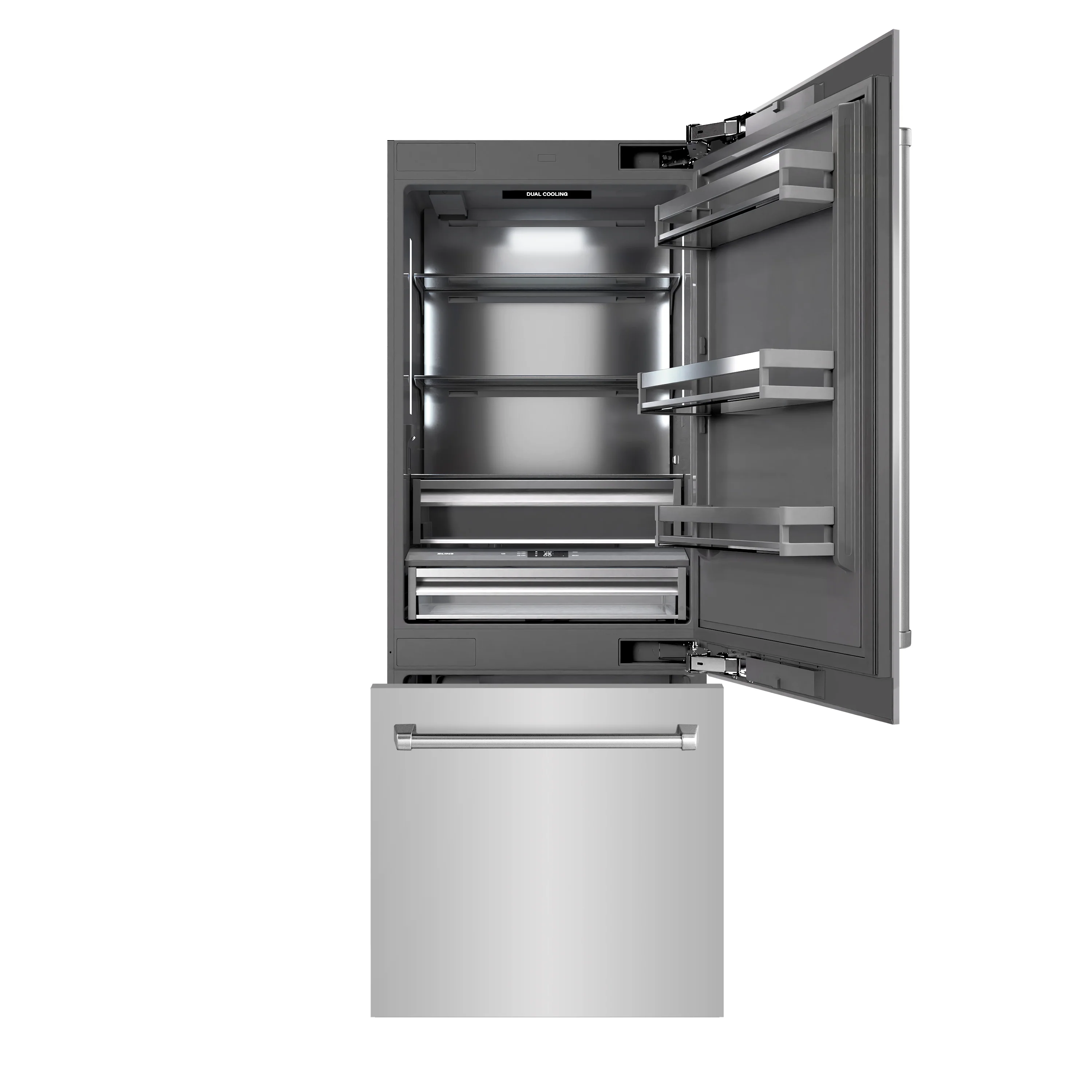 ZLINE 30 in. 16.1 cu. ft. Built-In Bottom Freezer Refrigerator with Water Dispenser and Ice Maker in Stainless Steel with Graphite Gray Interior (GRBIV-304-30) - Image 6
