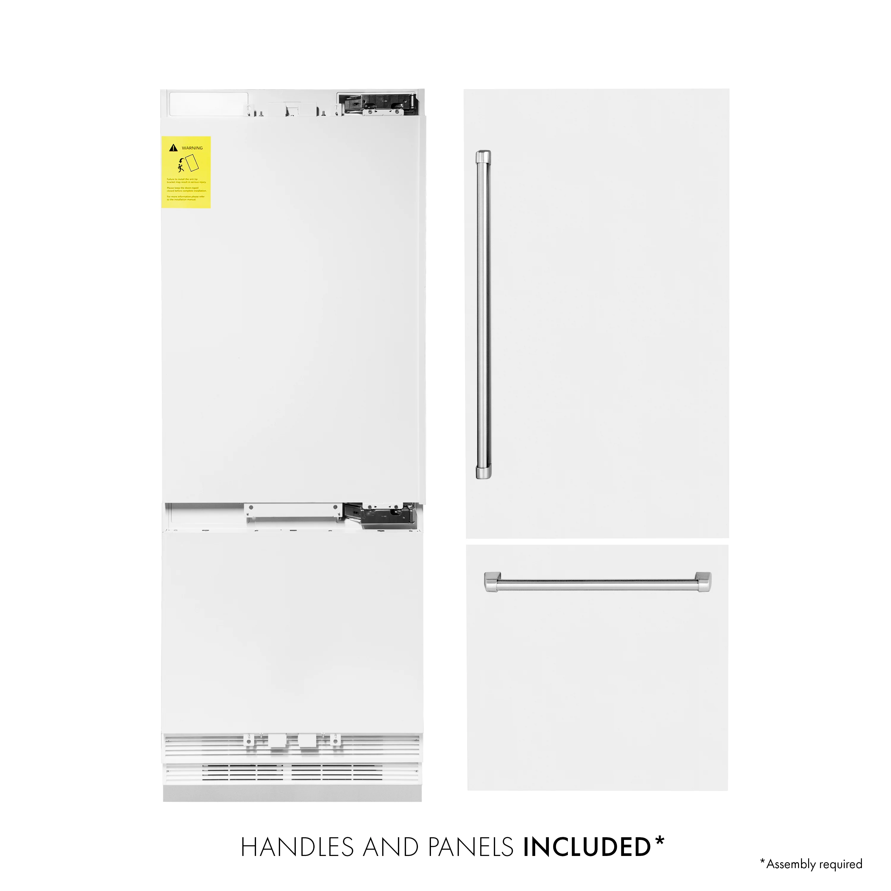 ZLINE 30 in. 16.1 cu. ft. Built-In Bottom Freezer Refrigerator with Water Dispenser and Ice Maker in White Matte (RBIV-WM-30) - Image 3