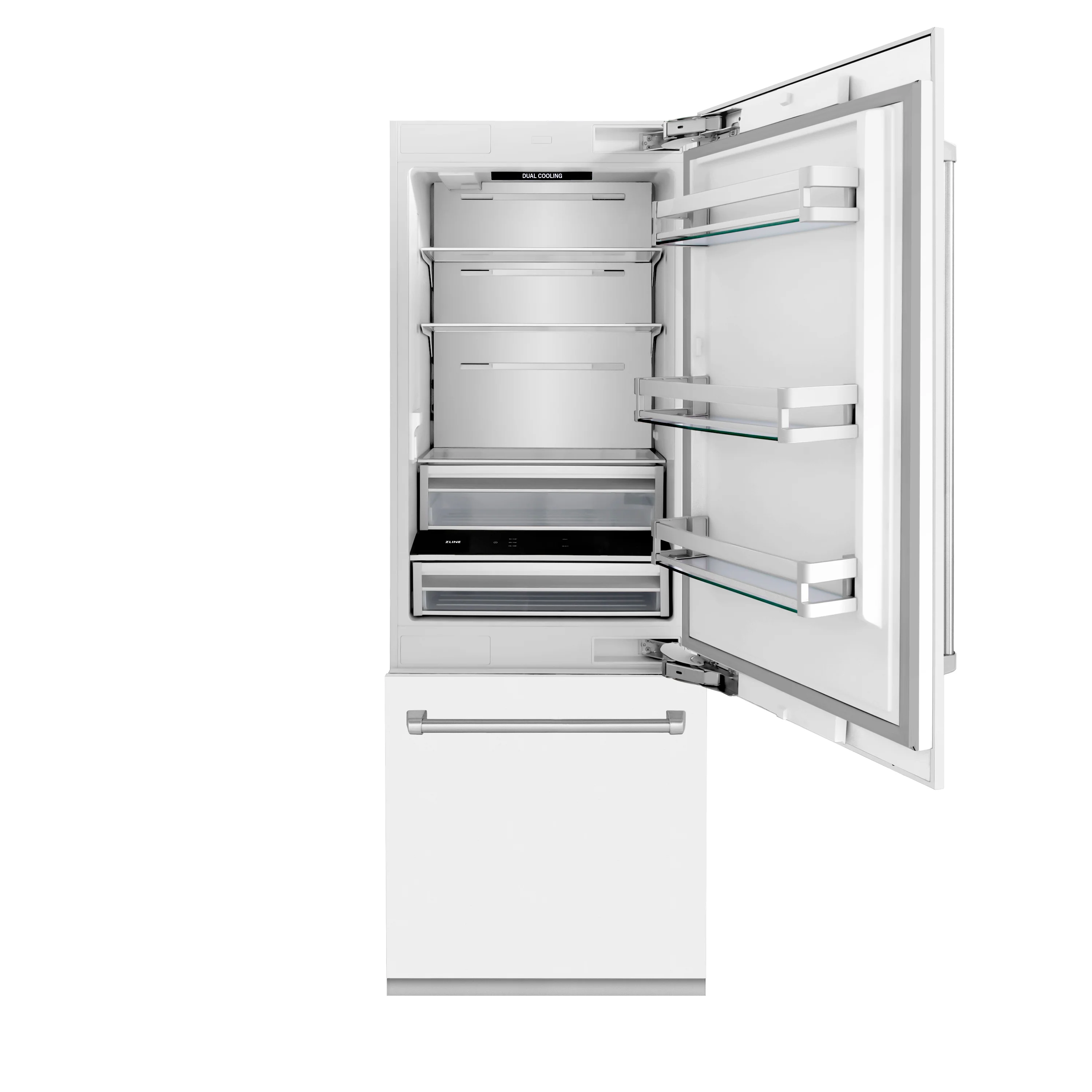 ZLINE 30 in. 16.1 cu. ft. Built-In Bottom Freezer Refrigerator with Water Dispenser and Ice Maker in White Matte (RBIV-WM-30) - Image 6