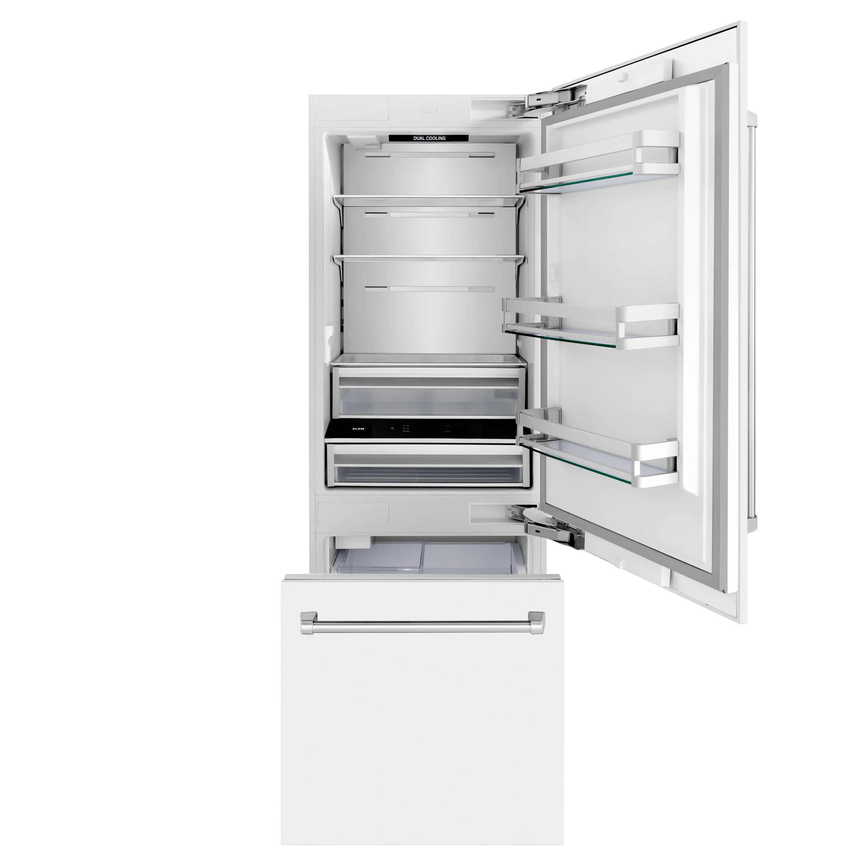 ZLINE 30 in. 16.1 cu. ft. Built-In Bottom Freezer Refrigerator with Water Dispenser and Ice Maker in White Matte (RBIV-WM-30) - Image 7