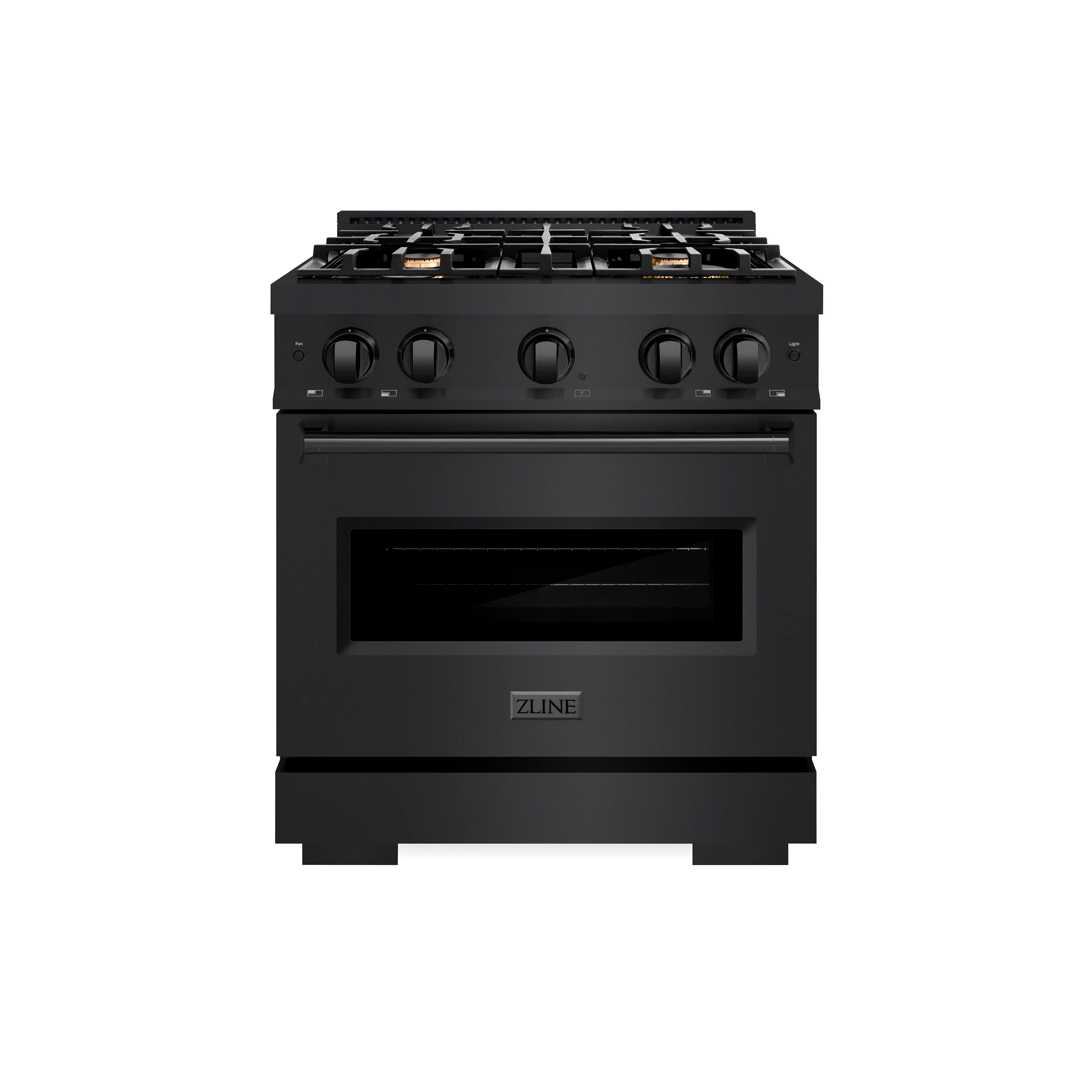 ZLINE 30 in. 4.2 cu. ft. Classic Dual Fuel Range with Gas Cooktop and Electric Convection Oven in Black Stainless Steel with 4 Brass Burners (CDRB-BR-30) - Image 2