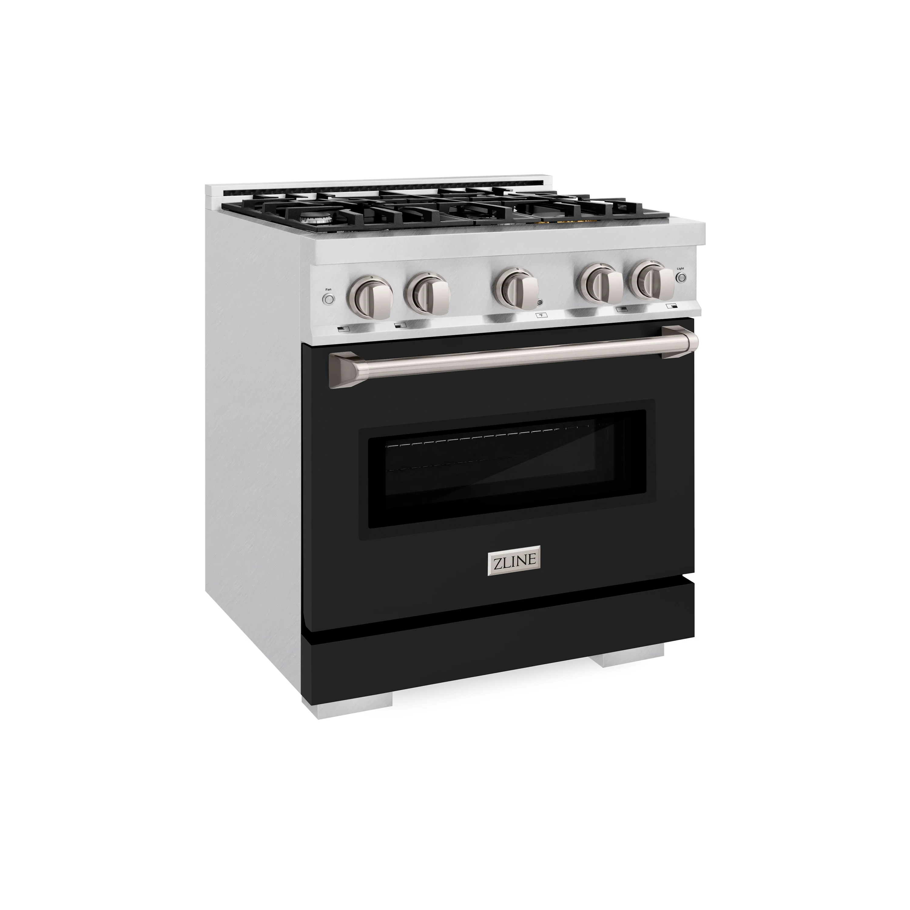 ZLINE 30 in. 4.2 cu. ft. Classic Dual Fuel Range with 4 Burner Gas Cooktop and Electric Convection Oven in Satin Stainless Steel with Black Matte Door (CDRS-BLM-30) - Image 3