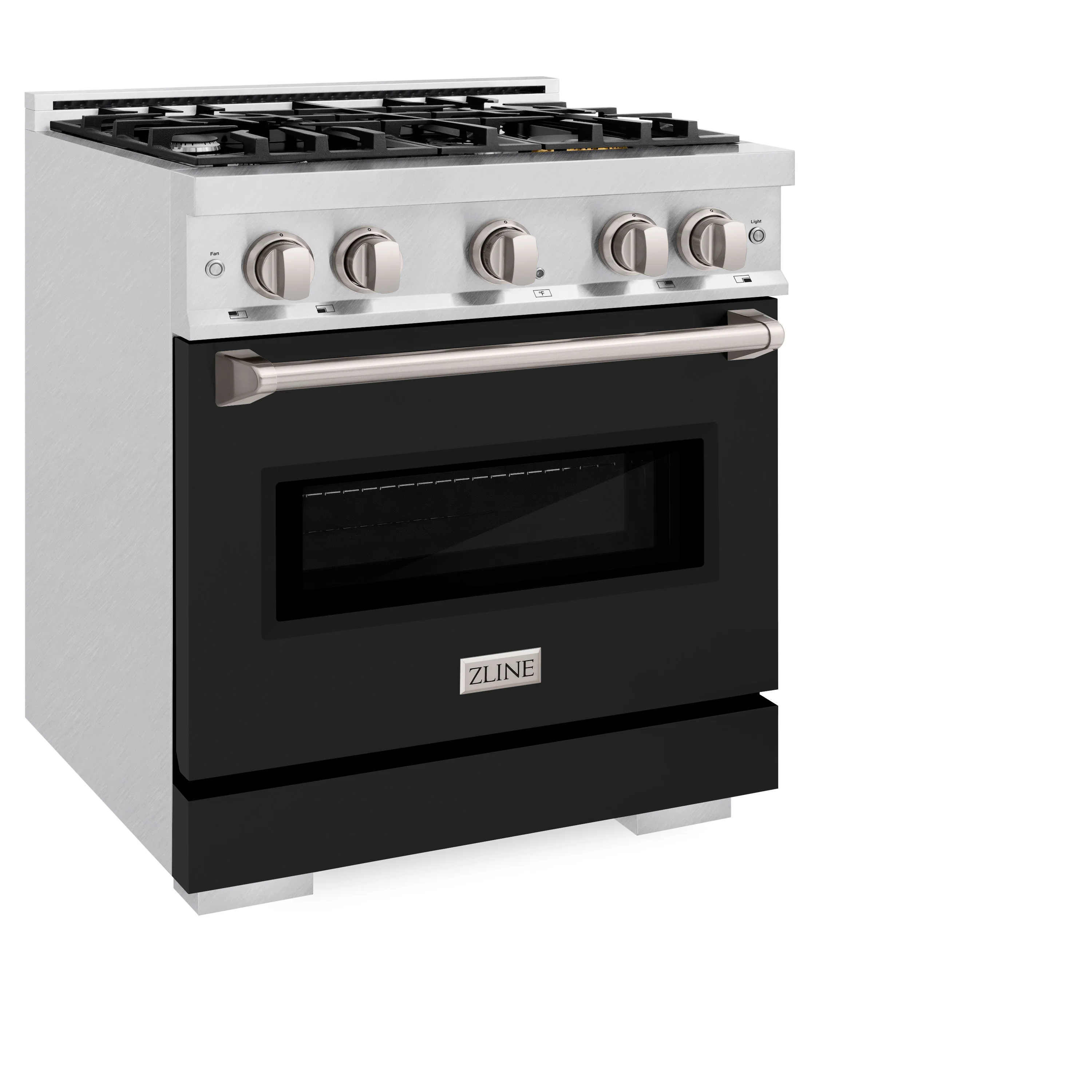 ZLINE 30 in. 4.2 cu. ft. Classic Dual Fuel Range with 4 Burner Gas Cooktop and Electric Convection Oven in Satin Stainless Steel with Black Matte Door (CDRS-BLM-30) - Image 4
