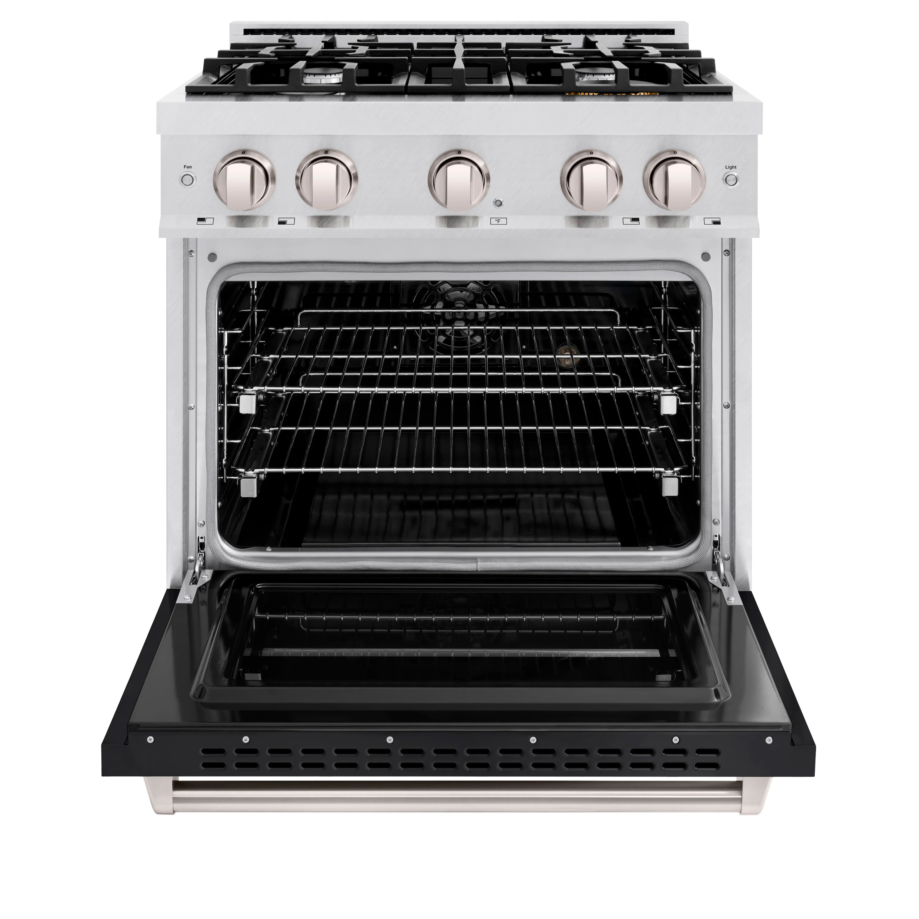 ZLINE 30 in. 4.2 cu. ft. Classic Dual Fuel Range with 4 Burner Gas Cooktop and Electric Convection Oven in Satin Stainless Steel with Black Matte Door (CDRS-BLM-30) - Image 7