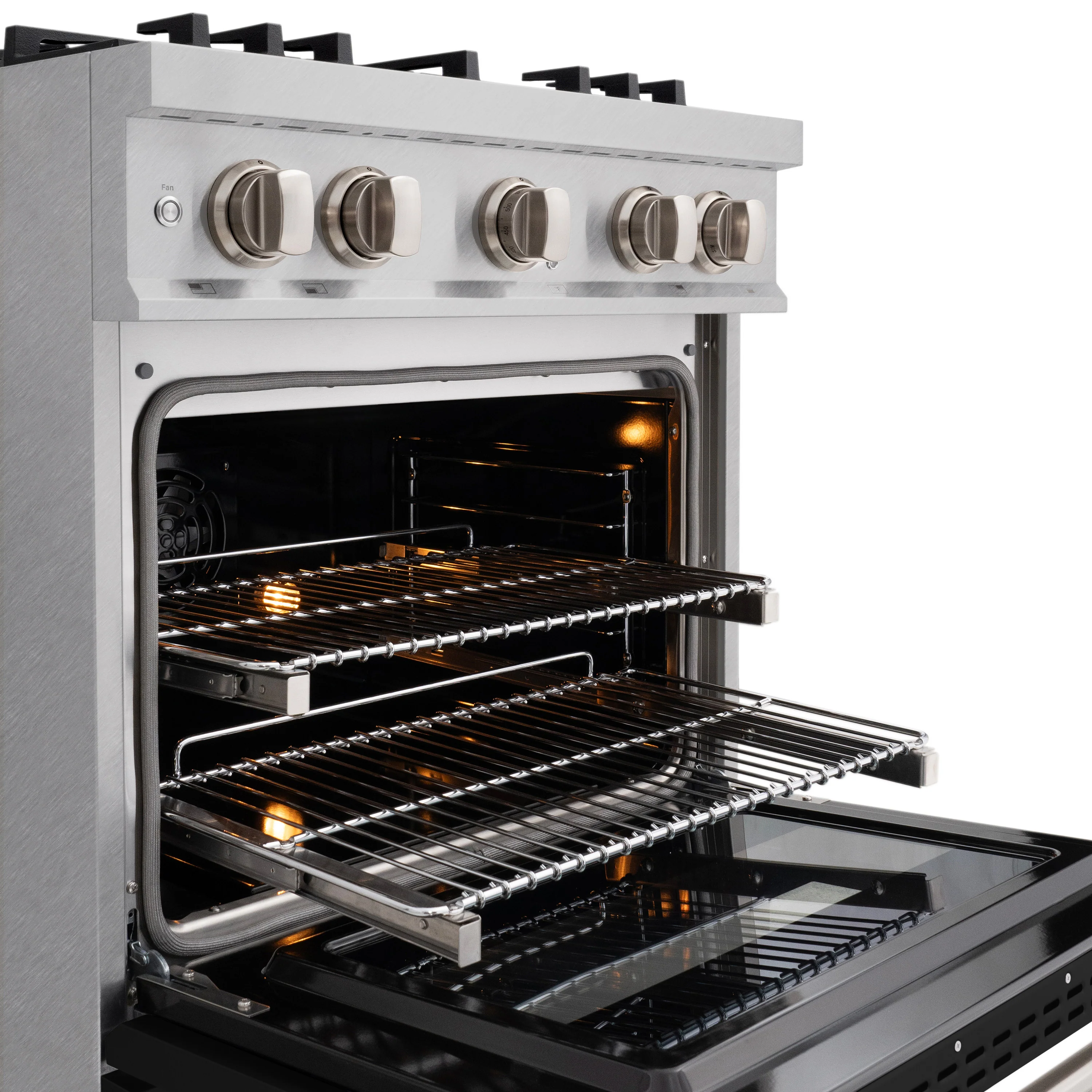 ZLINE 30 in. 4.2 cu. ft. Classic Dual Fuel Range with 4 Burner Gas Cooktop and Electric Convection Oven in Satin Stainless Steel with Black Matte Door (CDRS-BLM-30) - Image 9