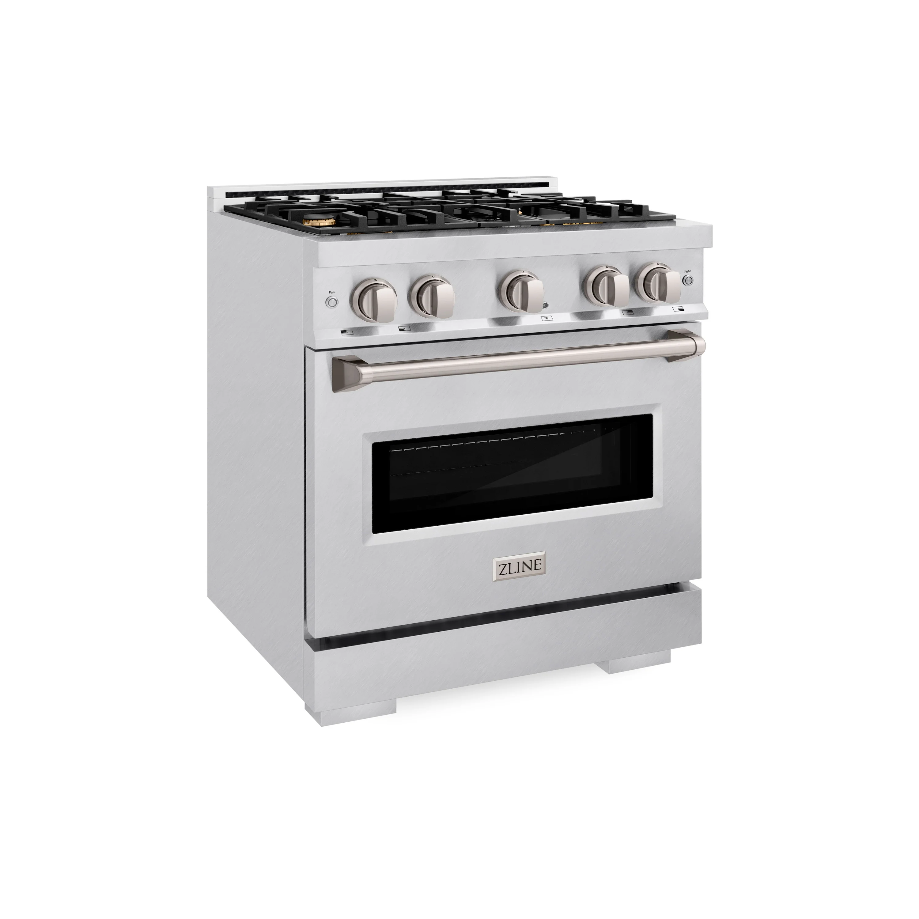 ZLINE 30 in. 4.2 cu. ft. Classic Dual Fuel Range with Gas Cooktop and Electric Convection Oven in Satin Stainless Steel with 4 Brass Burners (CDRS-BR-30) - Image 3