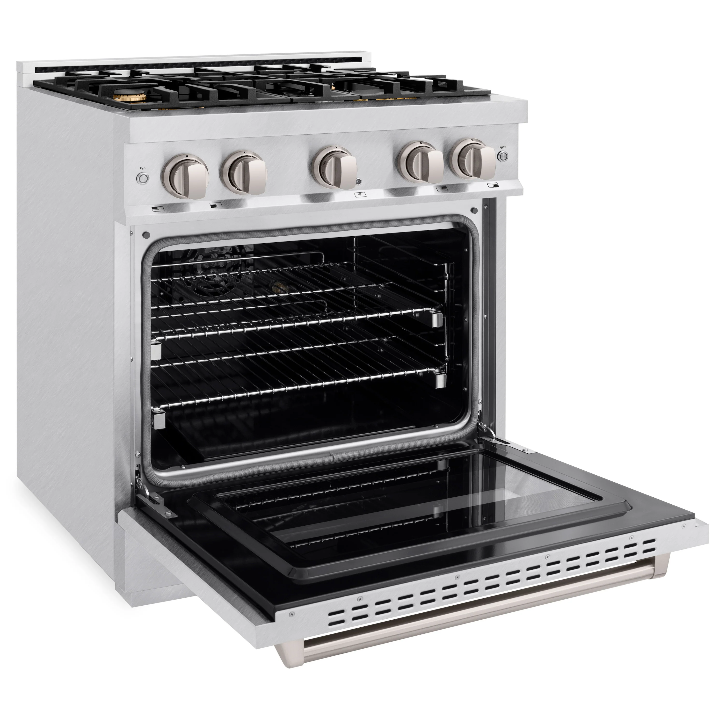 ZLINE 30 in. 4.2 cu. ft. Classic Dual Fuel Range with Gas Cooktop and Electric Convection Oven in Satin Stainless Steel with 4 Brass Burners (CDRS-BR-30) - Image 5