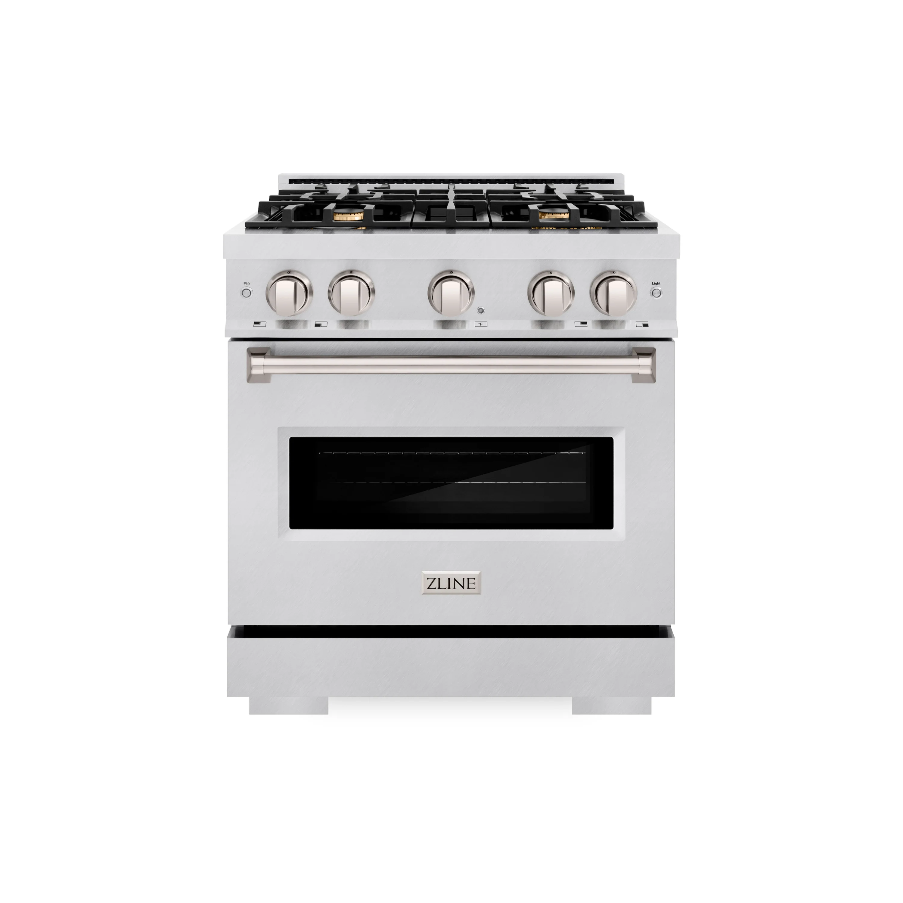 ZLINE 30 in. 4.2 cu. ft. Classic Dual Fuel Range with Gas Cooktop and Electric Convection Oven in Satin Stainless Steel with 4 Brass Burners (CDRS-BR-30) - Image 6