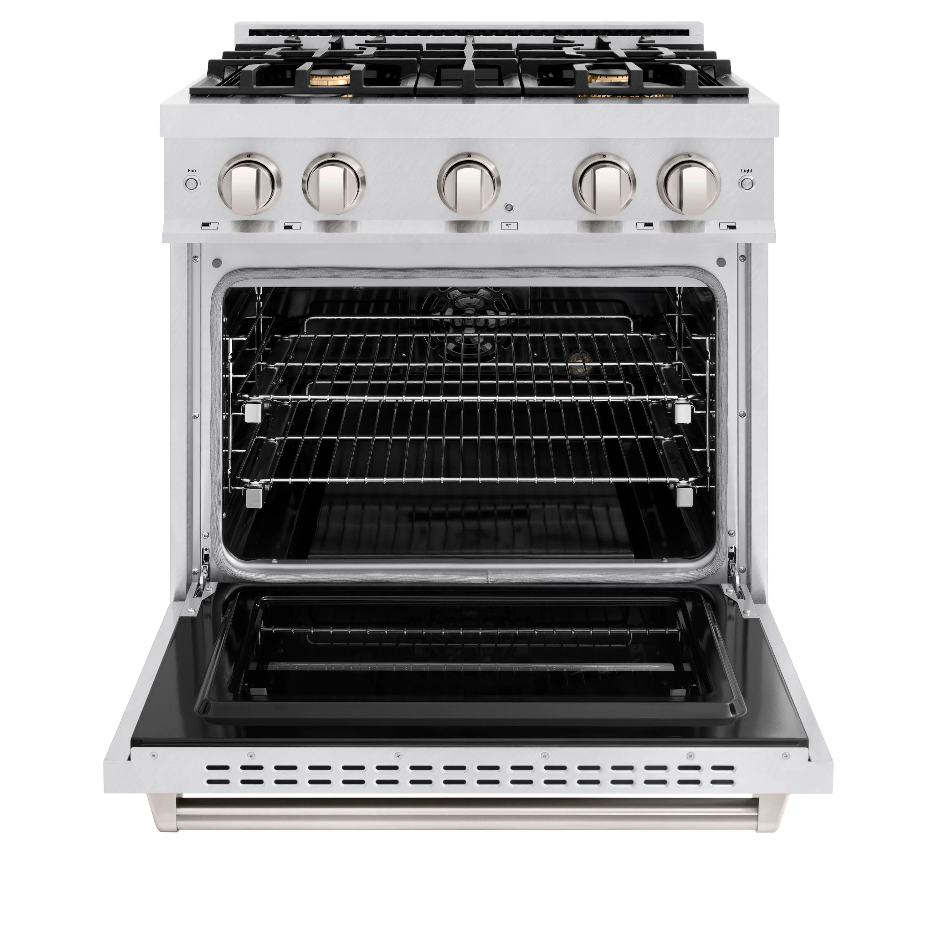 ZLINE 30 in. 4.2 cu. ft. Classic Dual Fuel Range with Gas Cooktop and Electric Convection Oven in Satin Stainless Steel with 4 Brass Burners (CDRS-BR-30) - Image 7