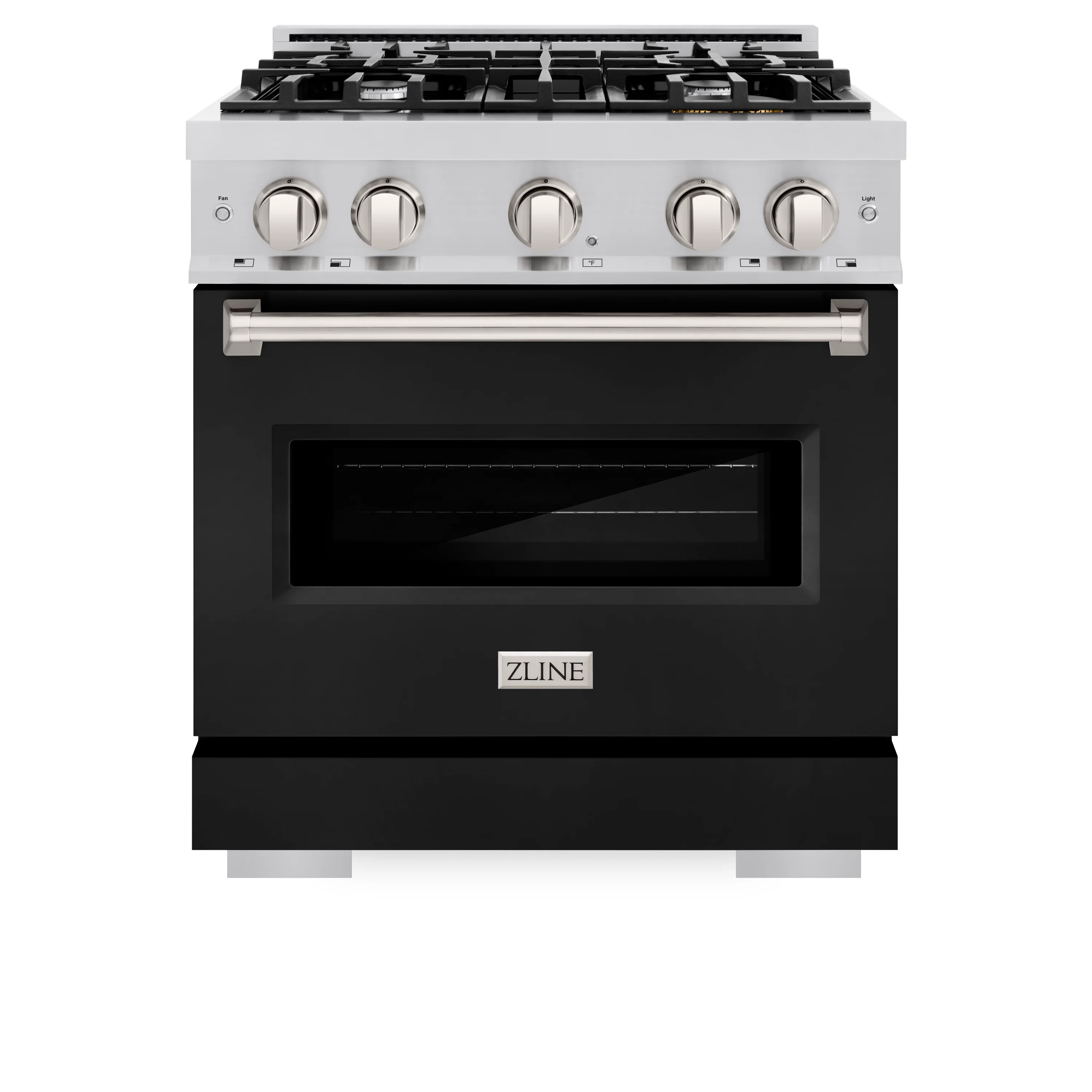 ZLINE 30 in. 4.2 cu. ft. Classic Dual Fuel Range with 4 Burner Gas Cooktop and Electric Convection Oven in Stainless Steel with Black Matte Door (CDR-BLM-30) - Image 2