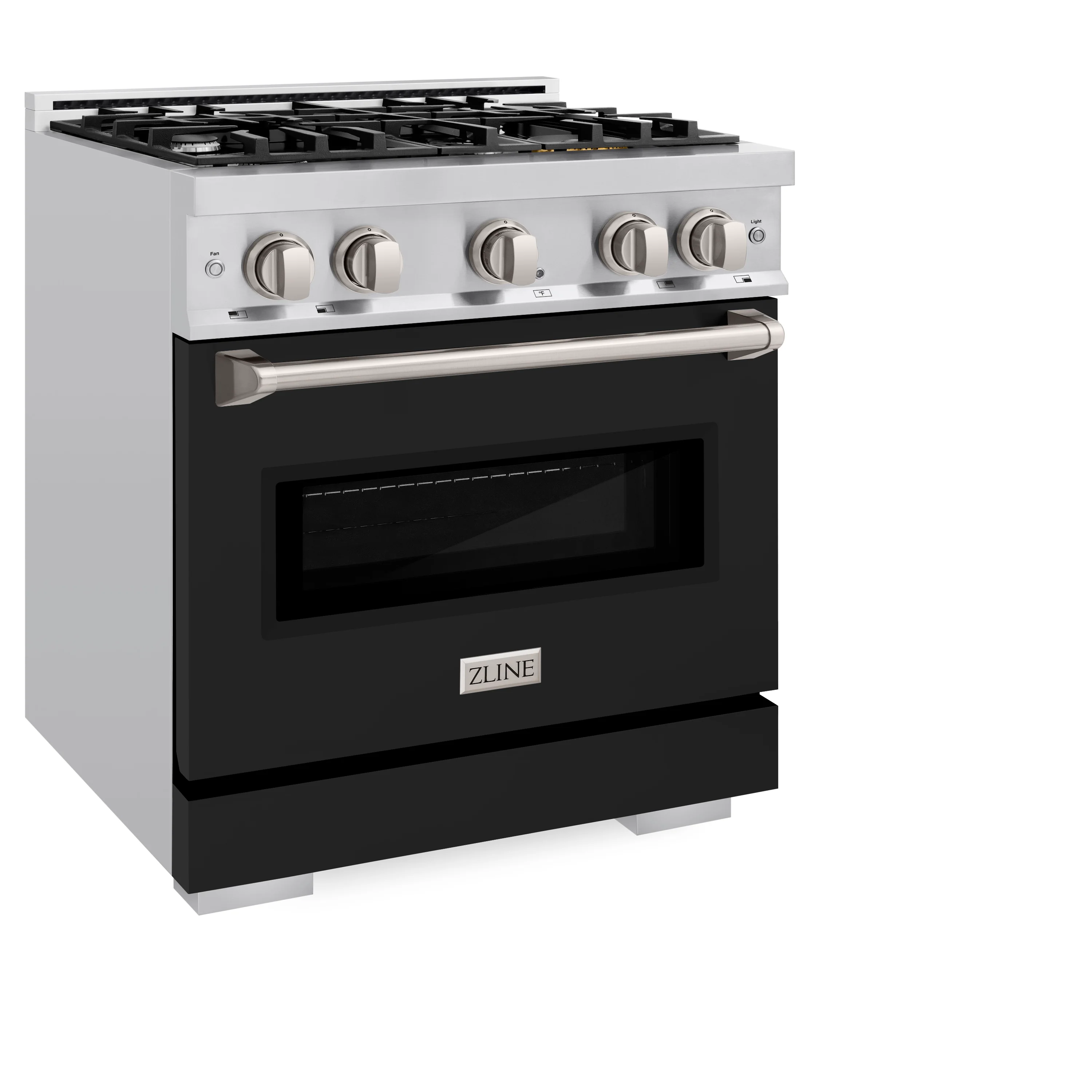 ZLINE 30 in. 4.2 cu. ft. Classic Dual Fuel Range with 4 Burner Gas Cooktop and Electric Convection Oven in Stainless Steel with Black Matte Door (CDR-BLM-30) - Image 4