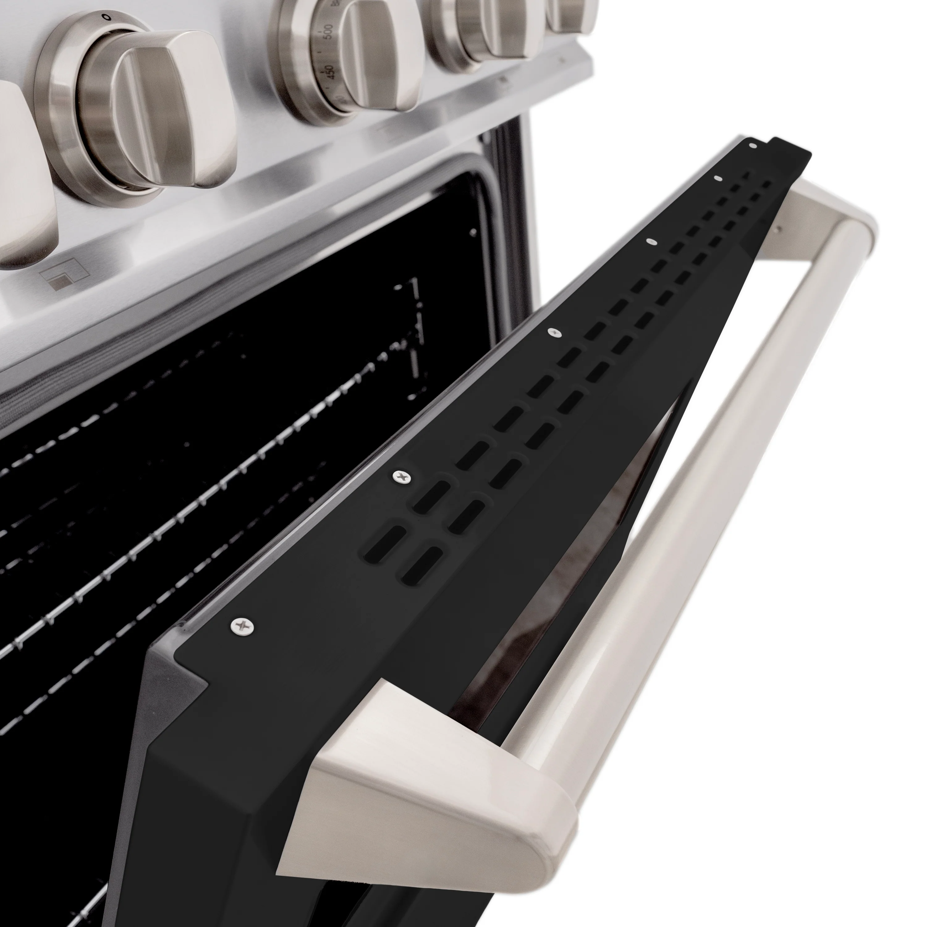 ZLINE 30 in. 4.2 cu. ft. Classic Dual Fuel Range with 4 Burner Gas Cooktop and Electric Convection Oven in Stainless Steel with Black Matte Door (CDR-BLM-30) - Image 6