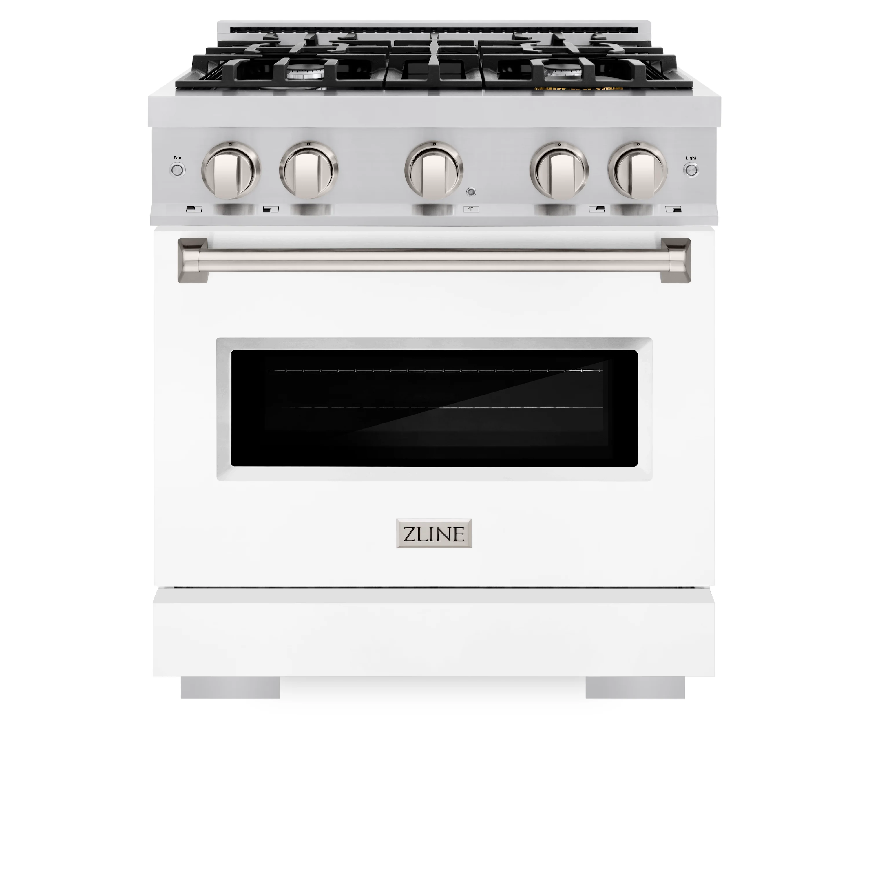 ZLINE 30 in. 4.2 cu. ft. Classic Dual Fuel Range with 4 Burner Gas Cooktop and Electric Convection Oven in Stainless Steel with White Matte Door (CDR-WM-30) - Image 2