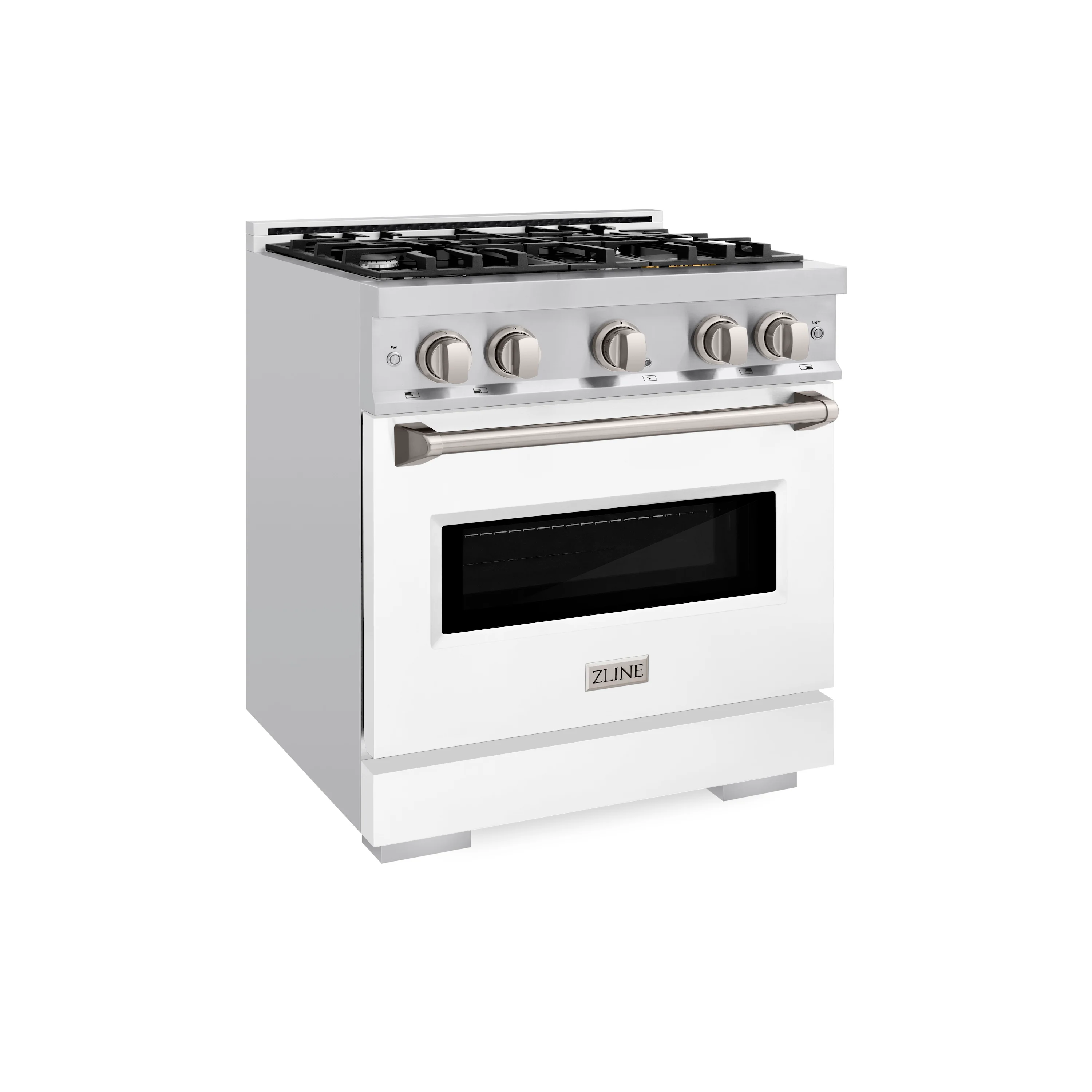 ZLINE 30 in. 4.2 cu. ft. Classic Dual Fuel Range with 4 Burner Gas Cooktop and Electric Convection Oven in Stainless Steel with White Matte Door (CDR-WM-30) - Image 5