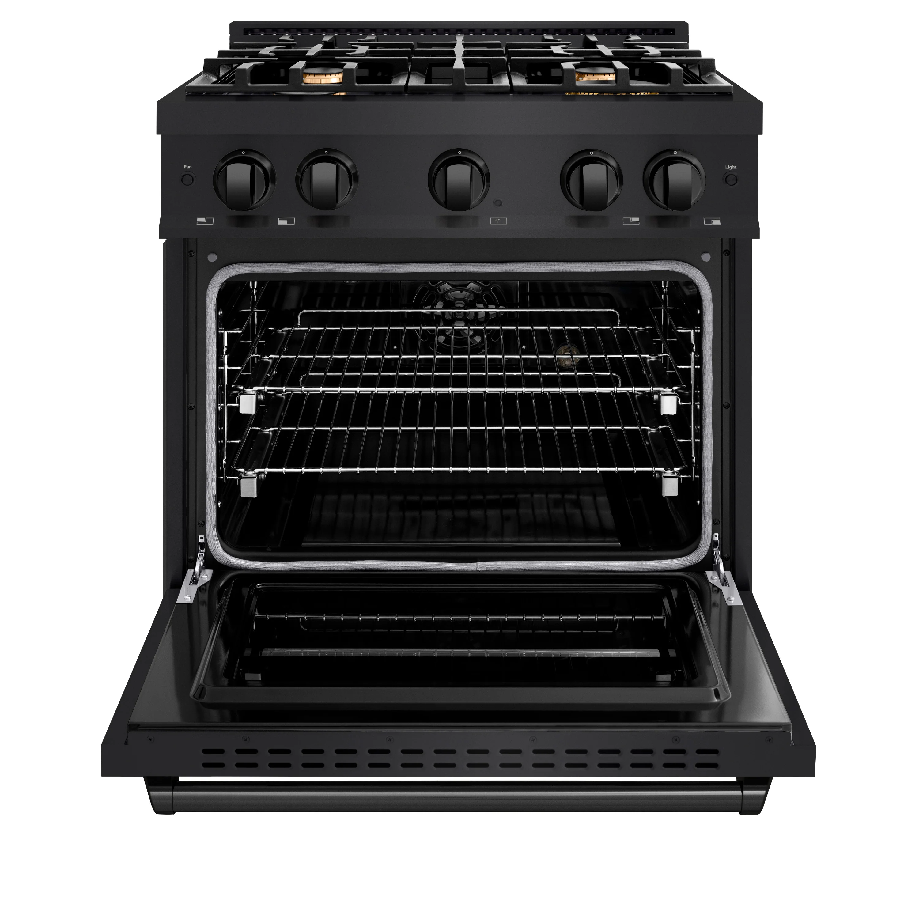 ZLINE 30 in. 4.2 cu. ft. Classic Gas Range with Convection Gas Oven in Black Stainless Steel with 4 Brass Burners (CGRB-BR-30) - Image 5