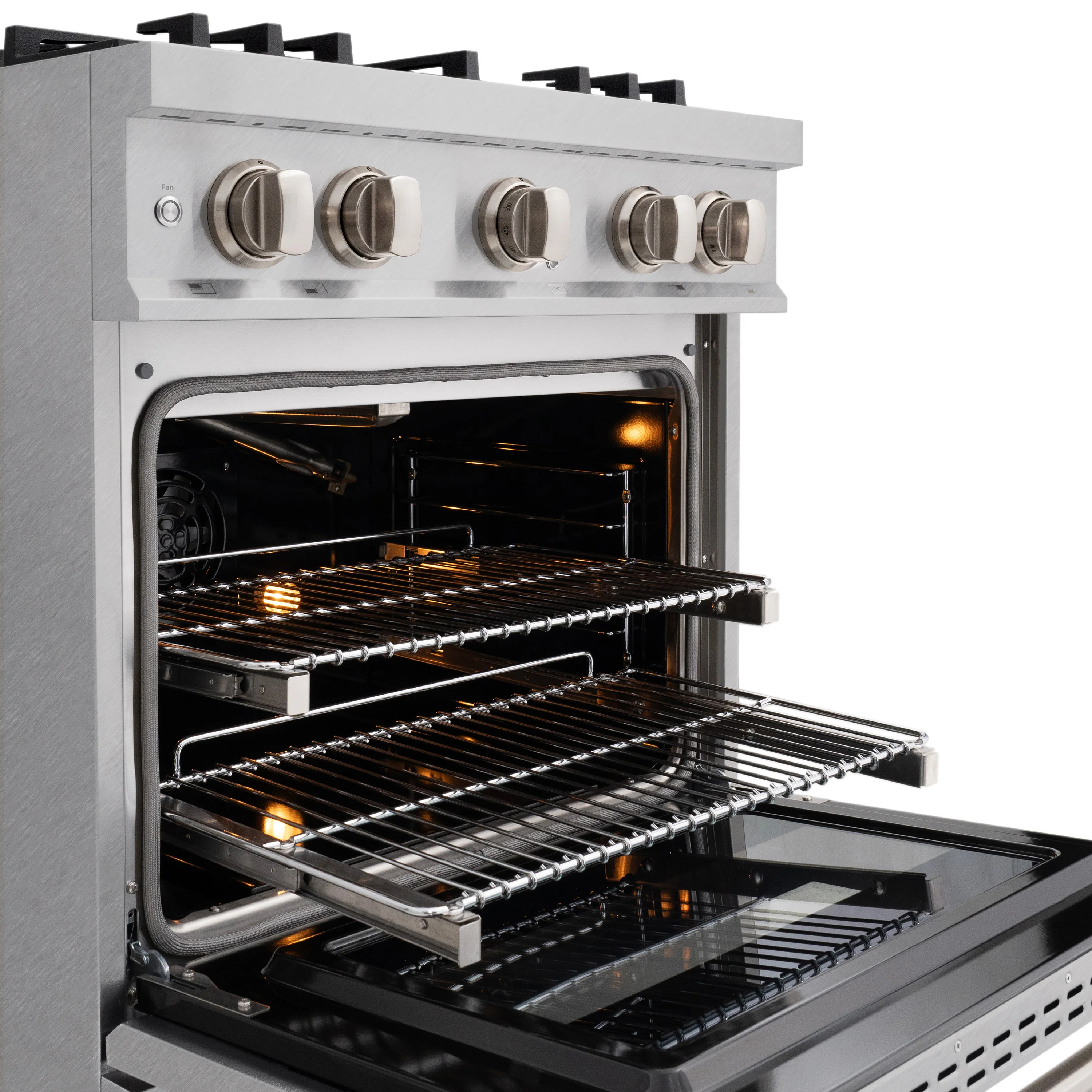 ZLINE 30 in. 4.2 cu. ft. Classic Gas Range with Convection Gas Oven in Satin Stainless Steel with 4 Brass Burners (CGRS-BR-30) - Image 9