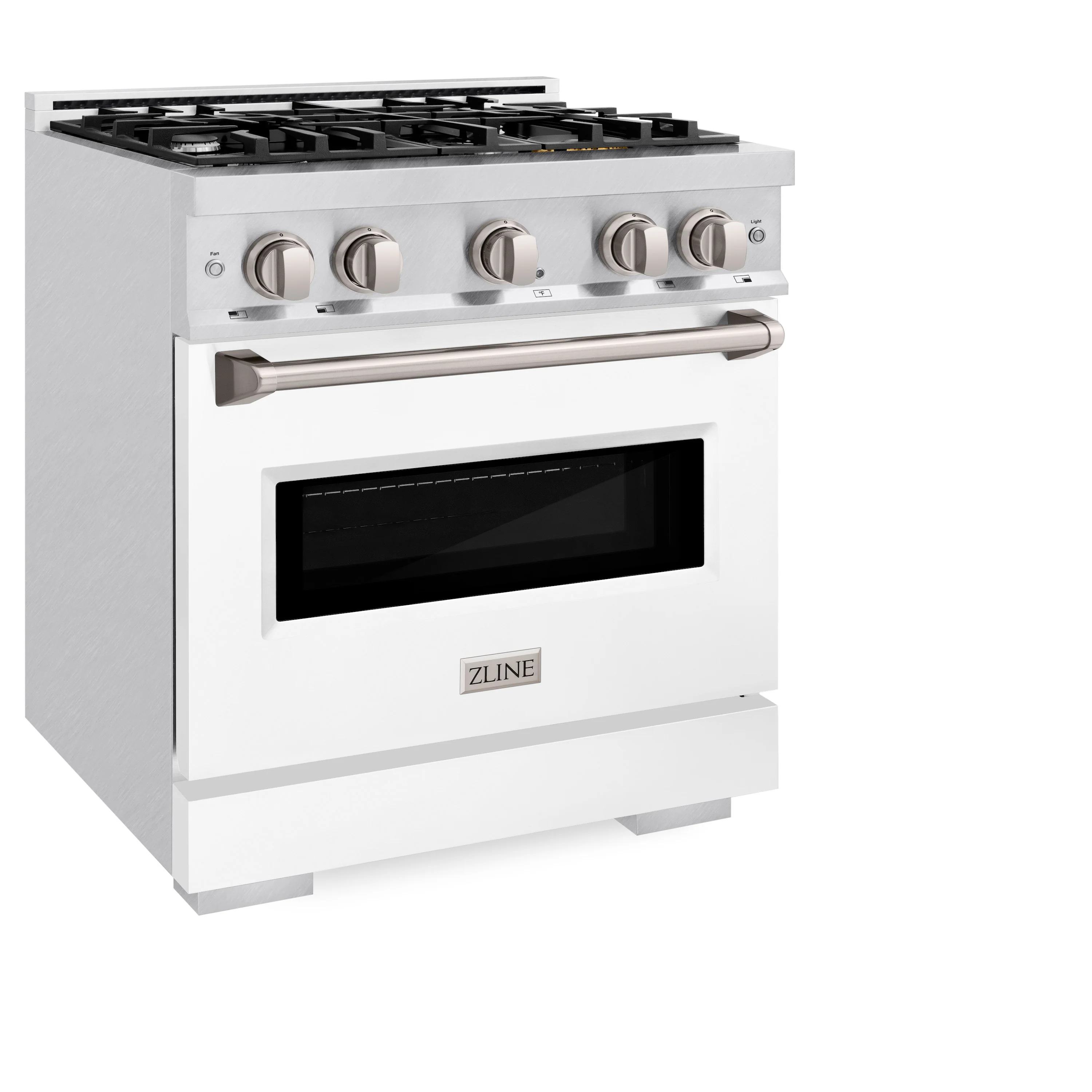 ZLINE 30 in. 4.2 cu. ft. Classic Gas Range with 4 Burner Cooktop and Convection Gas Oven in Satin Stainless Steel with White Matte Door (CGRS-WM-30) - Image 6