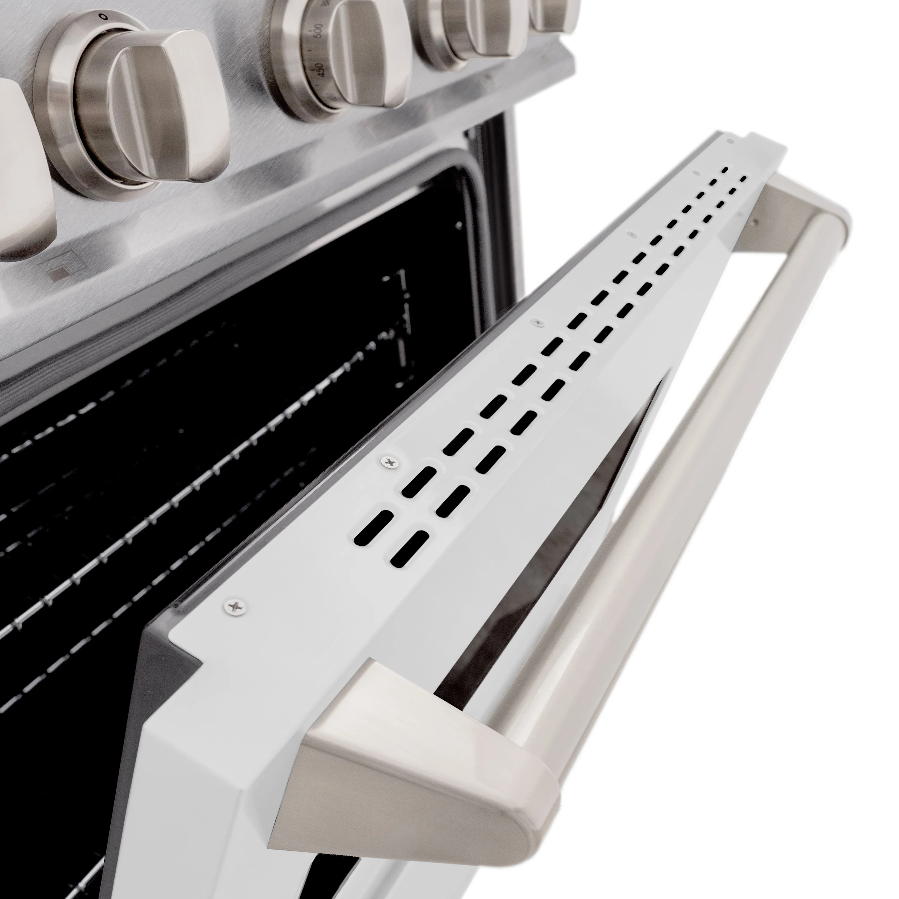 ZLINE 30 in. 4.2 cu. ft. Classic Gas Range with 4 Burner Cooktop and Convection Gas Oven in Satin Stainless Steel with White Matte Door (CGRS-WM-30) - Image 8