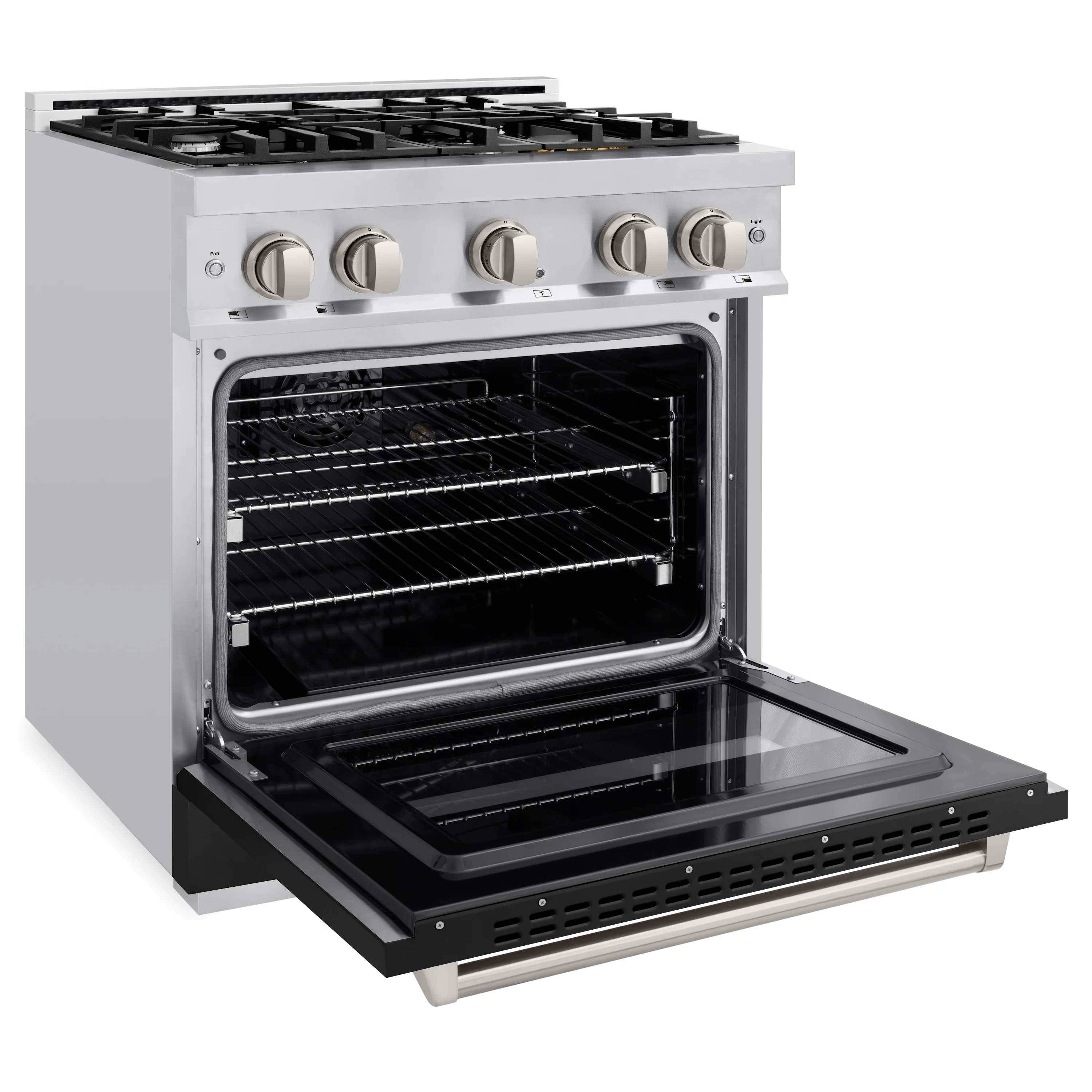 ZLINE 30 in. 4.2 cu. ft. Classic Gas Range with 4 Burner Cooktop and Convection Gas Oven in Stainless Steel with Black Matte Door (CGR-BLM-30) - Image 7