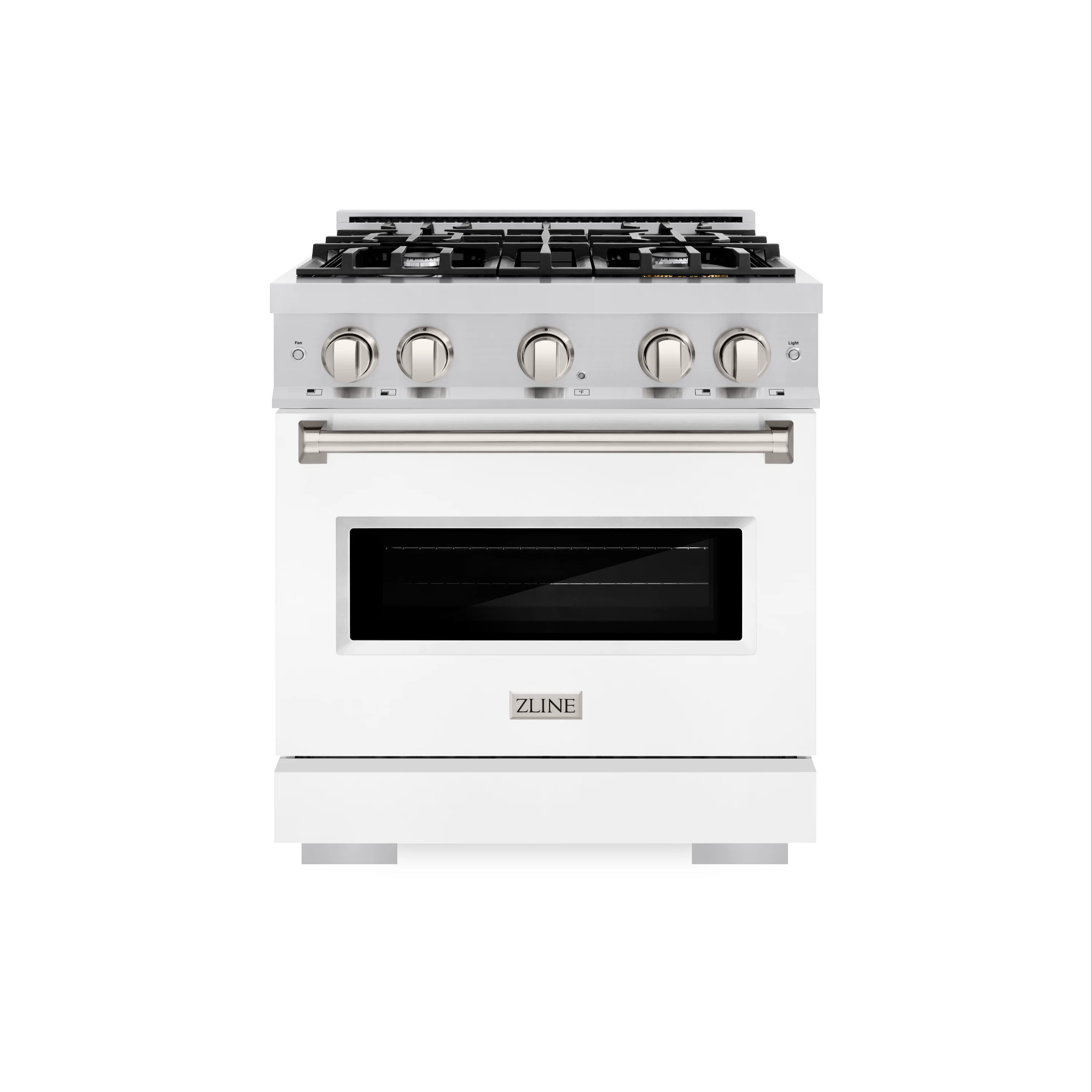ZLINE 30 in. 4.2 cu. ft. Classic Gas Range with 4 Burner Cooktop and Convection Gas Oven in Stainless Steel with White Matte Door (CGR-WM-30) - Image 2