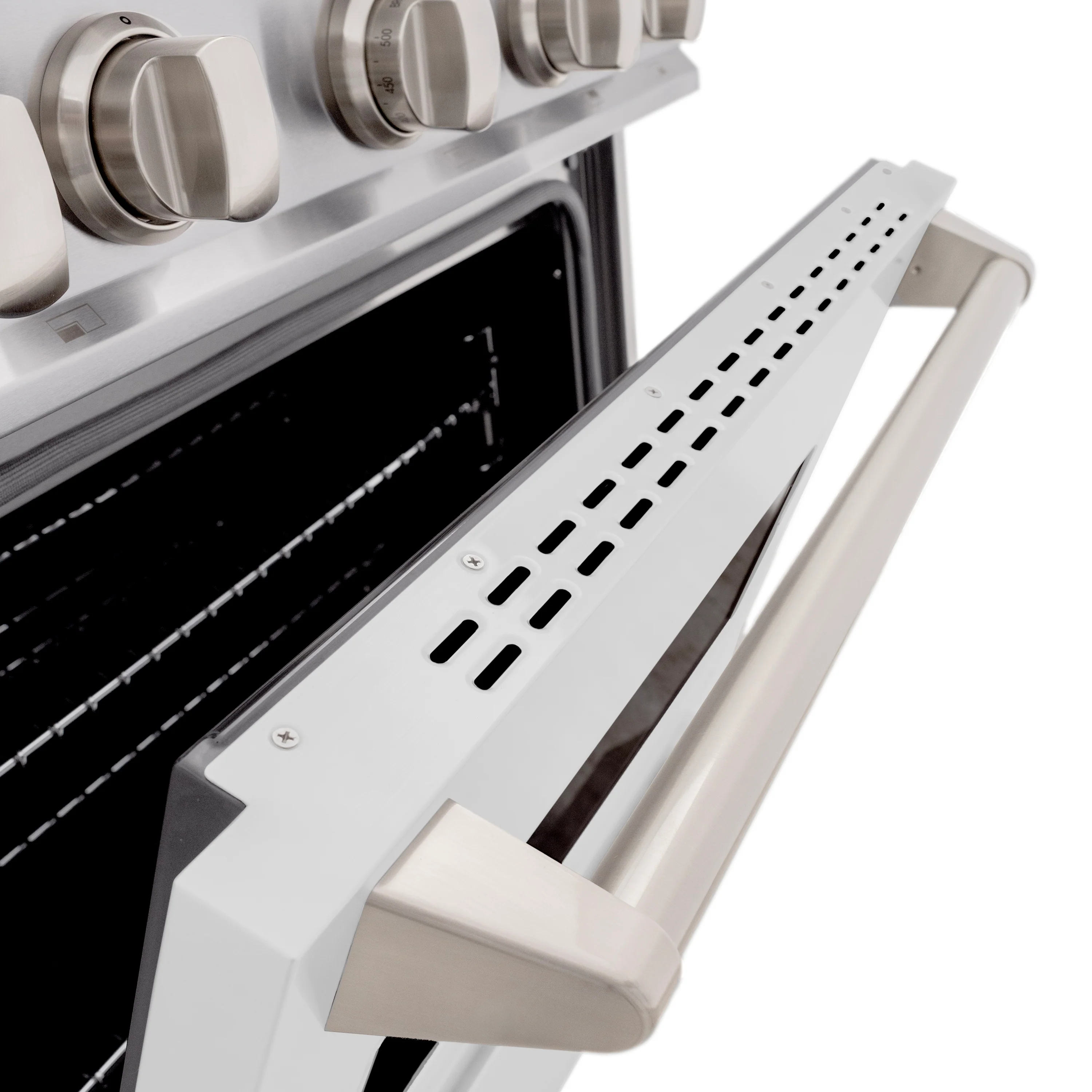 ZLINE 30 in. 4.2 cu. ft. Classic Gas Range with 4 Burner Cooktop and Convection Gas Oven in Stainless Steel with White Matte Door (CGR-WM-30) - Image 6