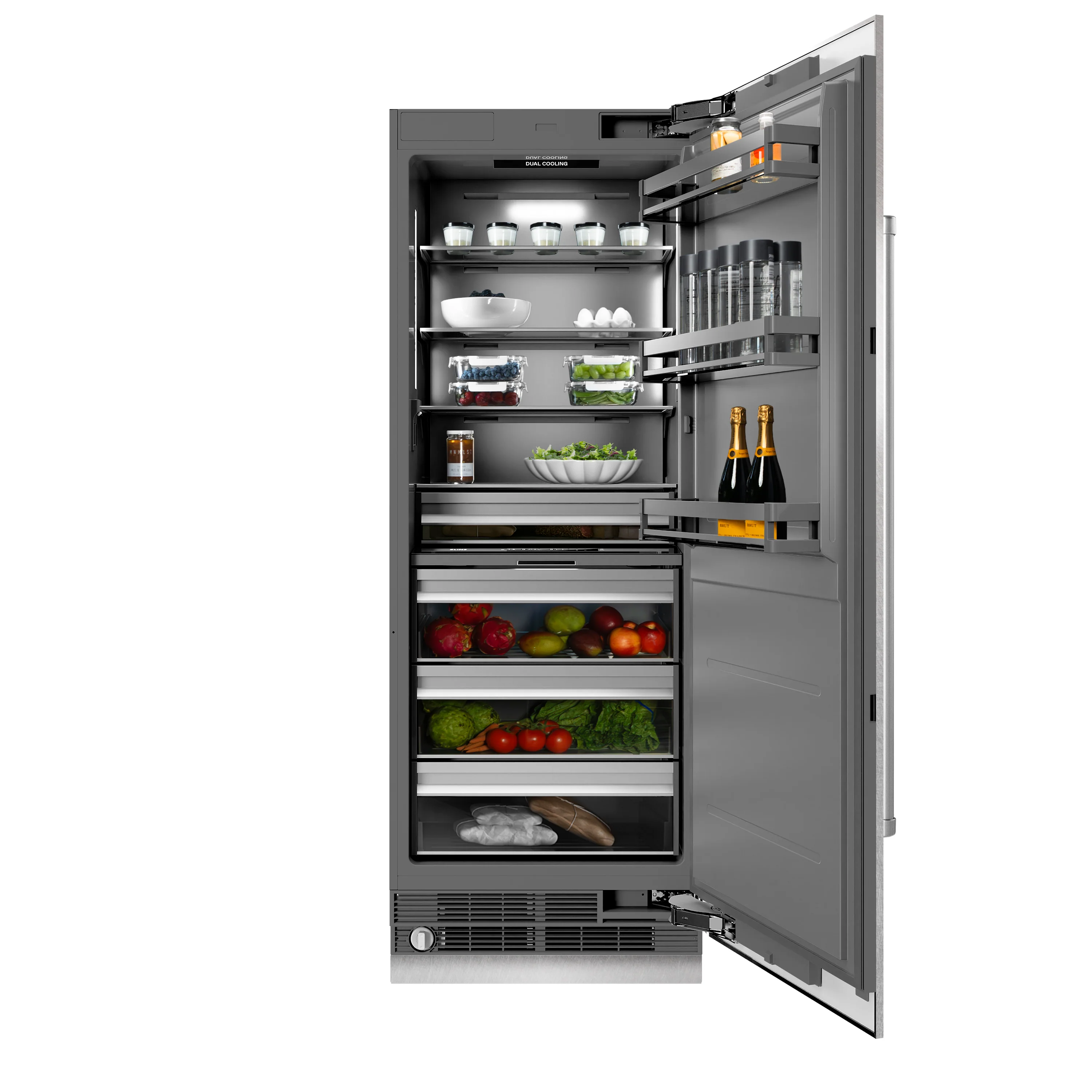 ZLINE 30 in. 16.7 cu. ft. Column Refrigerator in Satin Stainless Steel with Graphite Gray Interior (RCRV-SN-30) - Image 4